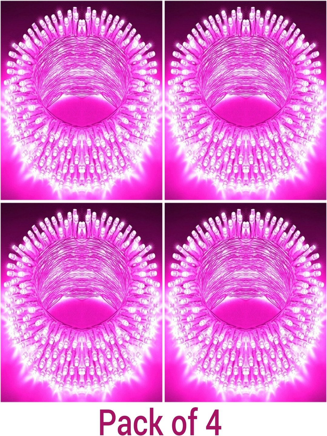 SPARK WORLD Pink 4 Pieces Rice Shape LED String Lights