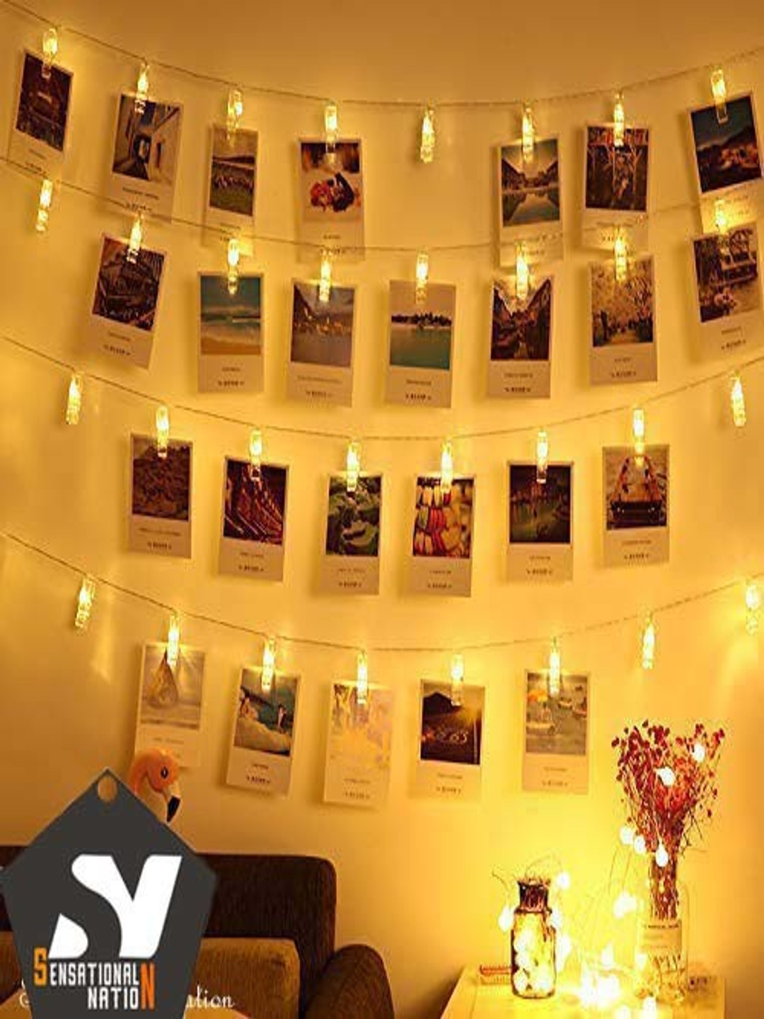SPARK WORLD Yellow 16 Photo Clip  LED String Lights