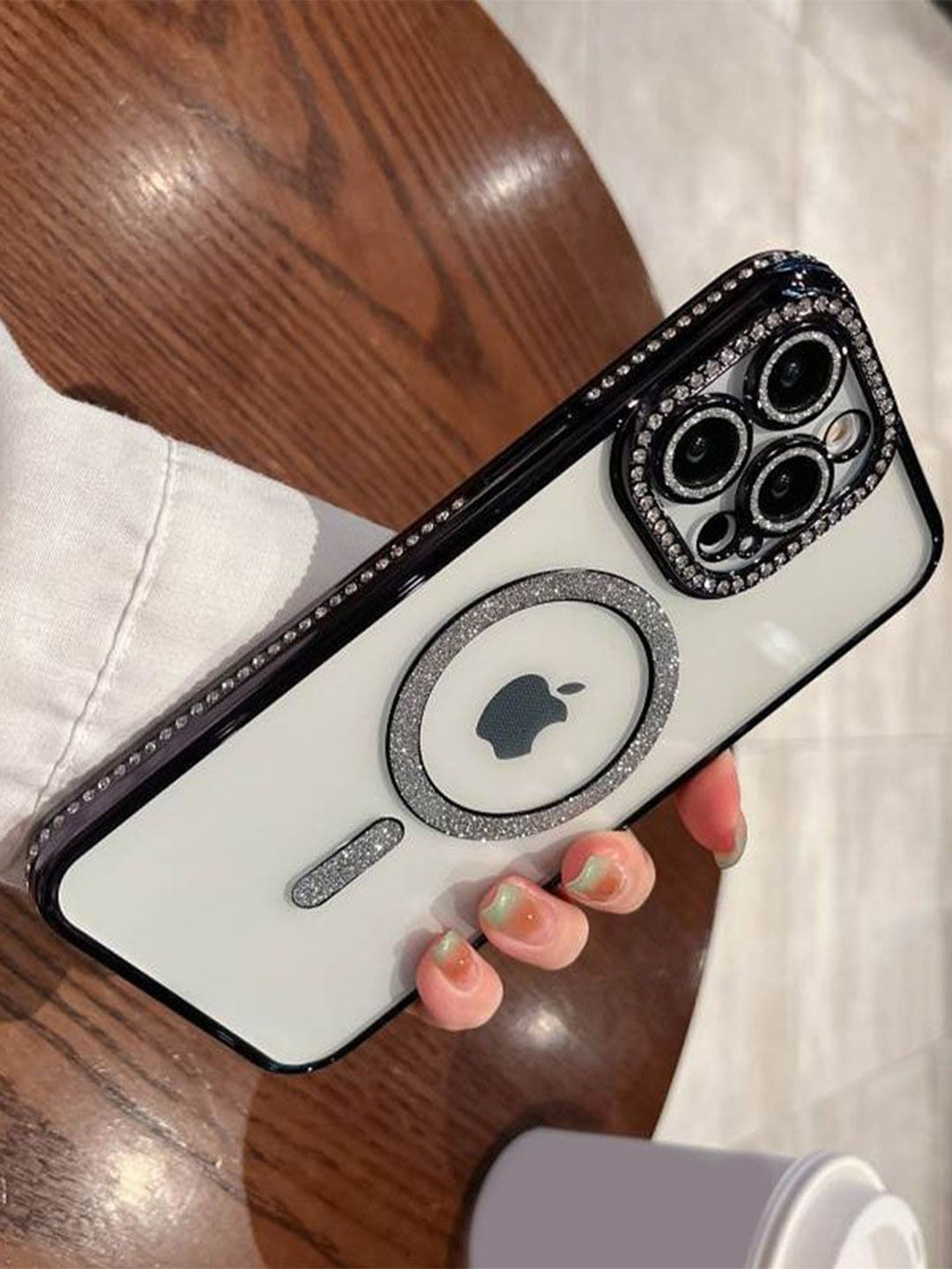 Luxury Kase LK082 Glitter Diamond Wireless Charging Magnetic iPhone 14 Pro Back Case