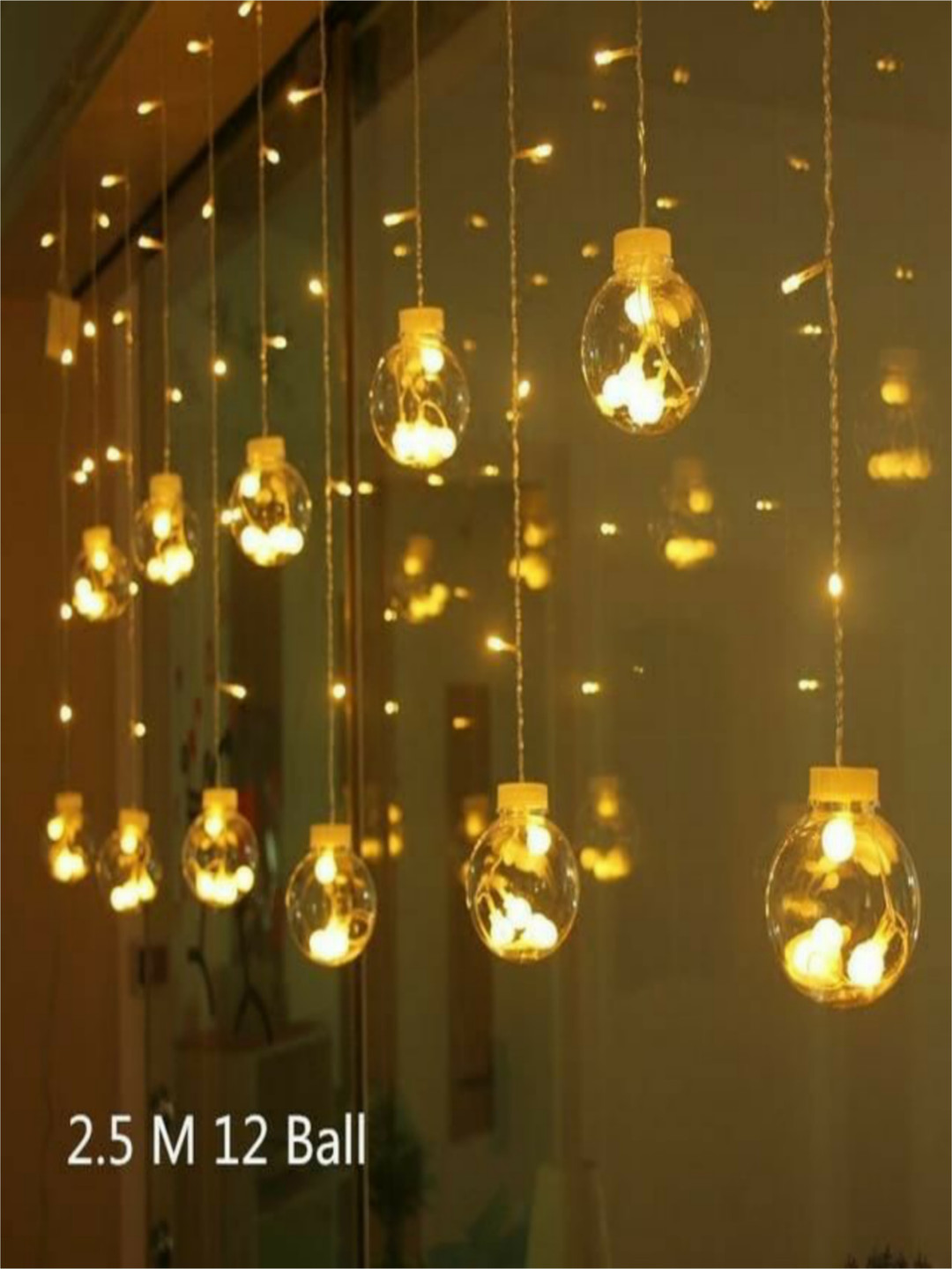 SPARK WORLD 2.5m Warm Yellow 12 LEDs Cylindrical Shape String Lights