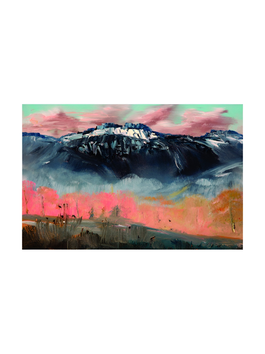 Inephos Peach And Black Abstract Printed Canvas Nature Modern Wall Art