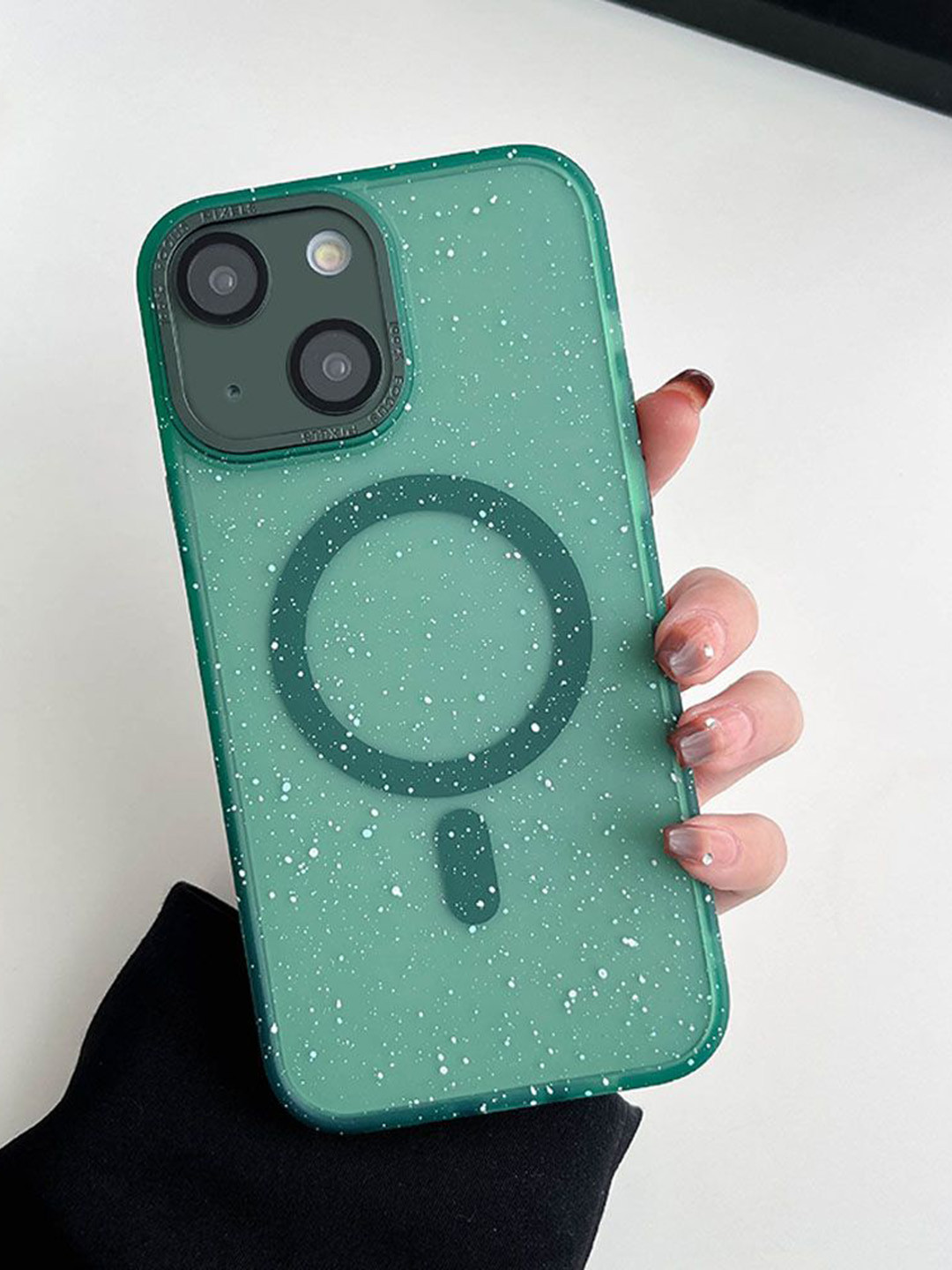 Luxury Kase LK098 Abstract Printed iPhone 15 Anti-Splash Ink Dot Painting Back Case