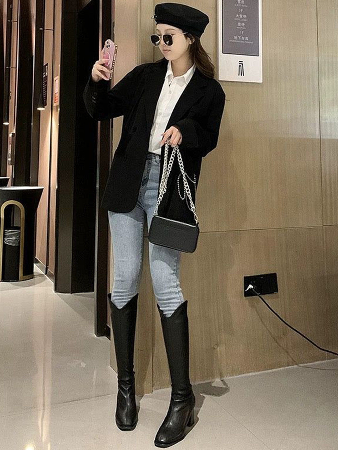 Miss Mosa By Akanksha  Women Black Drobe Premium Leather Boots With Heel