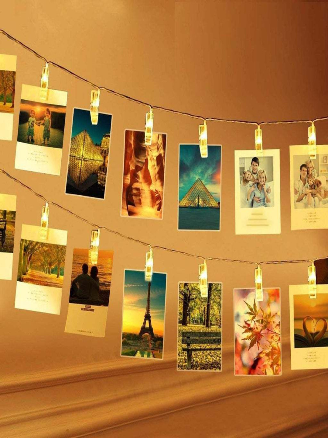 SPARK WORLD Gold Photo Clip Shaped String Lights