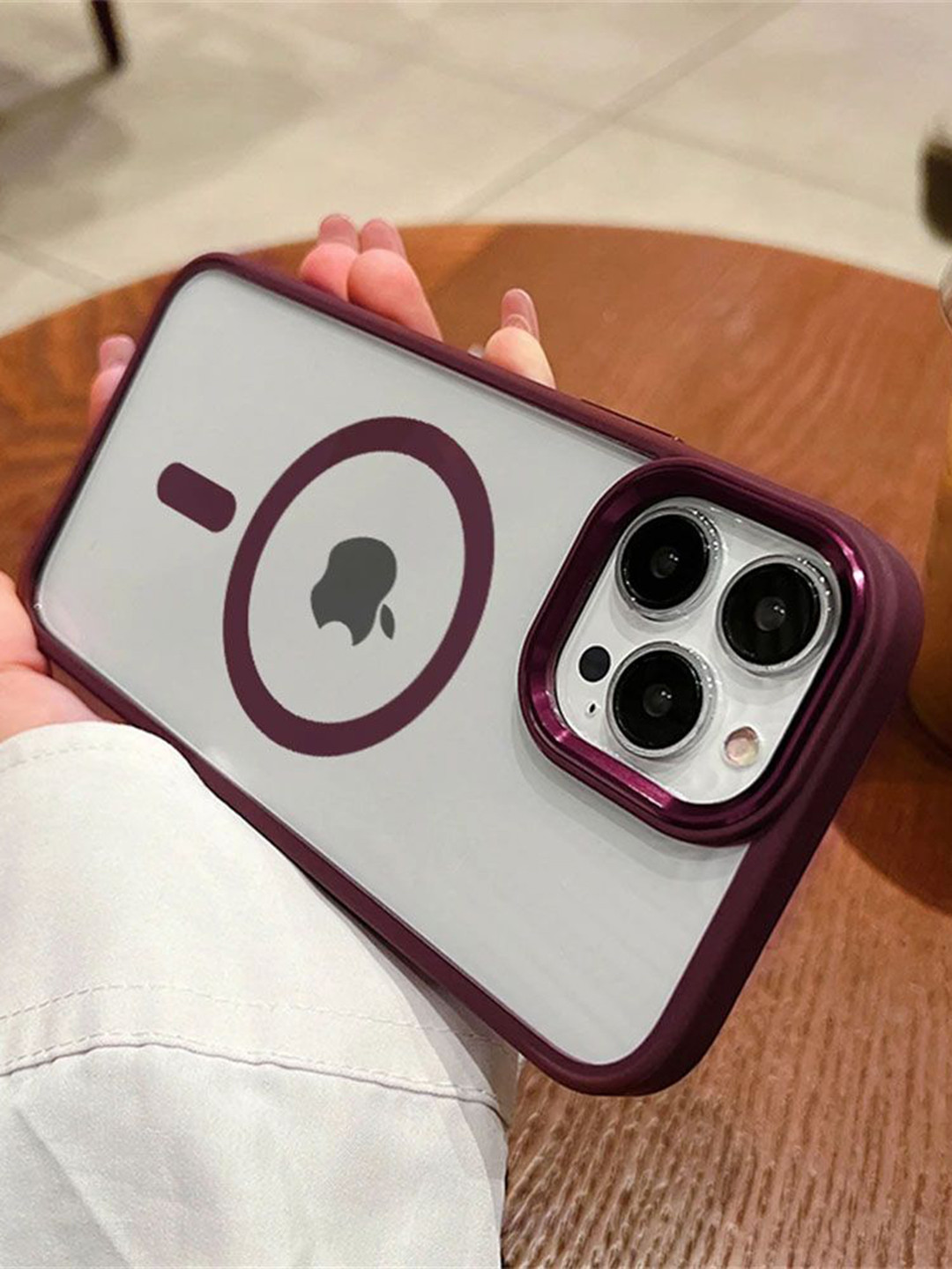 Luxury Kase LK096 Solid iPhone 15 Pro Mag-Safe Magnetic Wireless Charging Lens Back Case