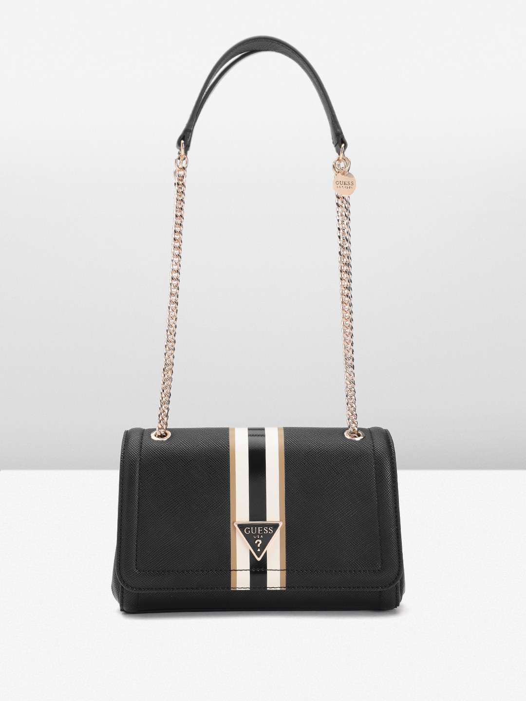 GUESS Striped Detail Shoulder Bag