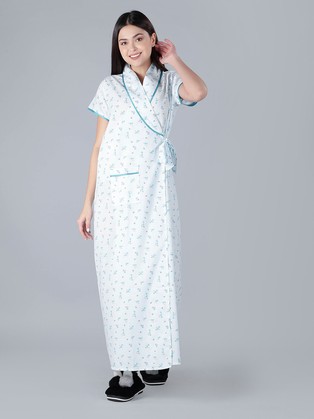 BELLAMY Women Printed Pure Cotton Robe