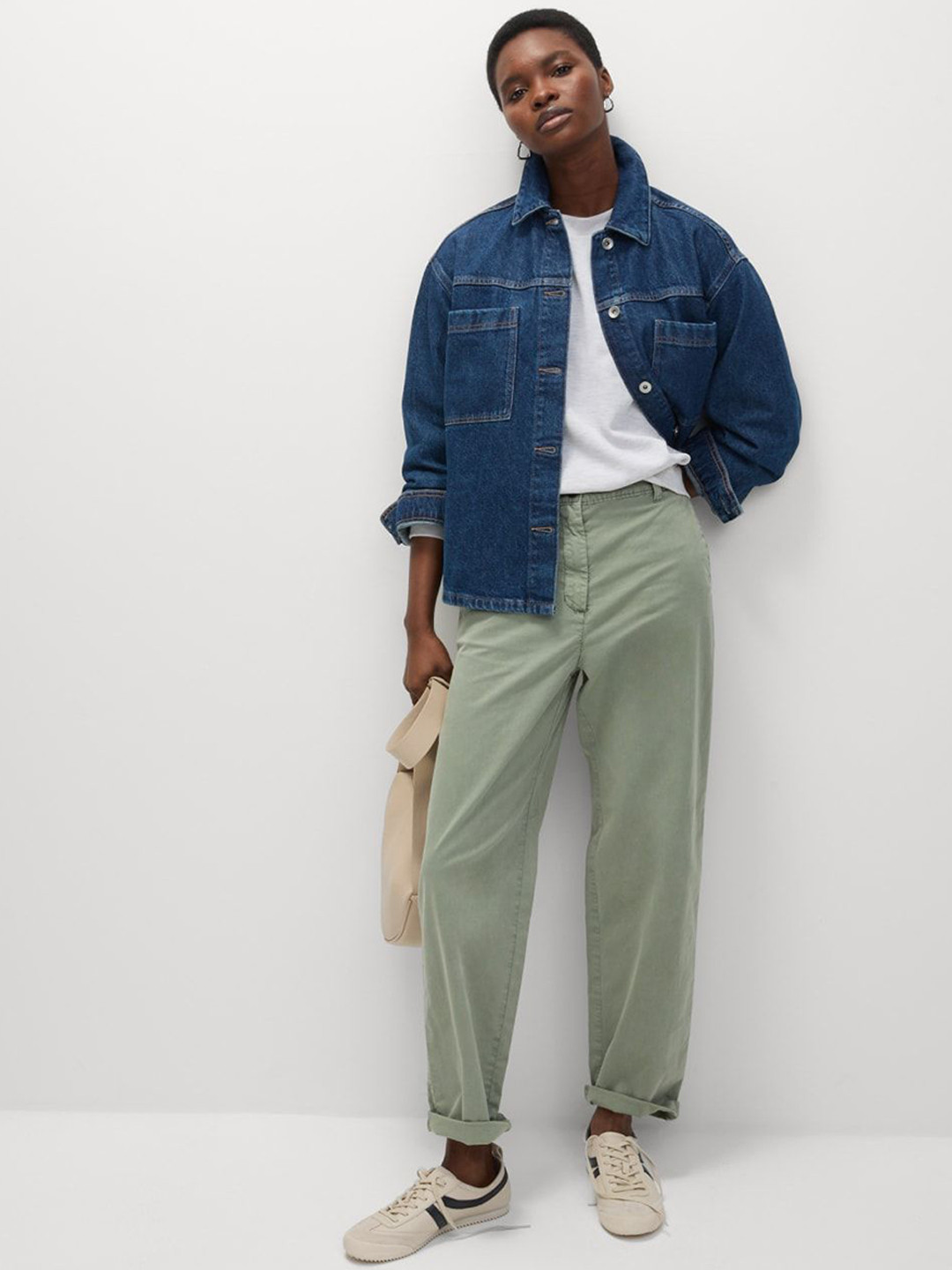 Marks & Spencer Women Straight Fit High-Rise Grazer Chinos