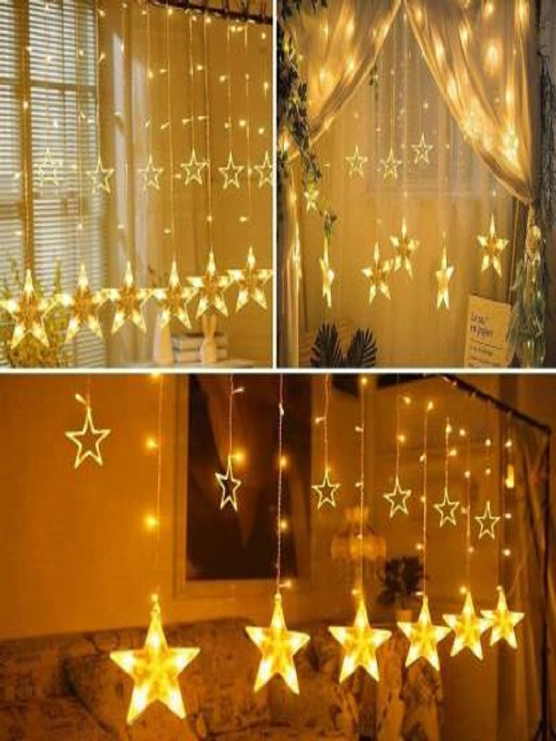 SPARK WORLD 3.5m Warm Yellow Durable 138 LEDs Star Bulb String Lights
