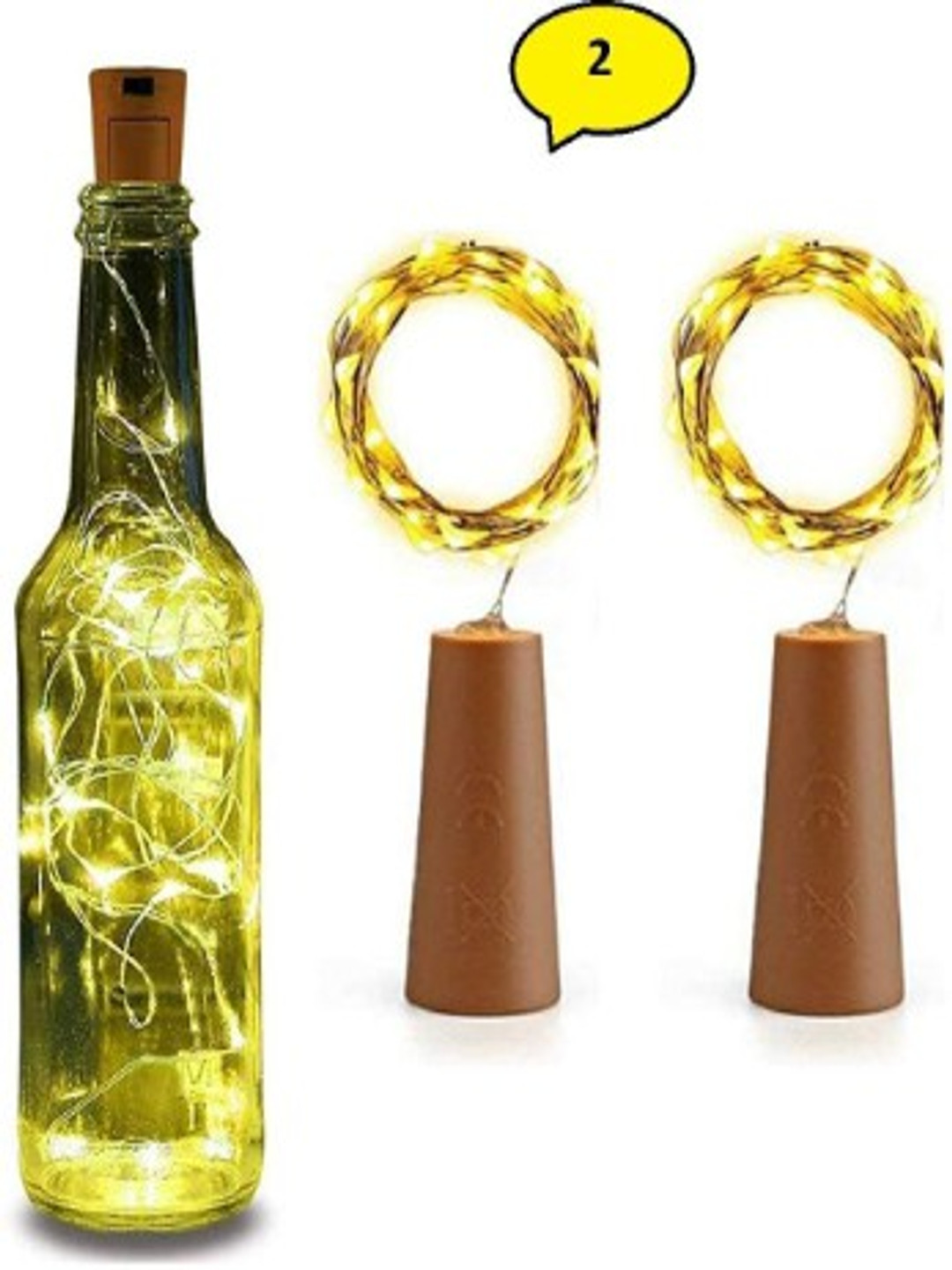 SPARK WORLD White & Brown 2 Pieces Rice Shaped String Lights