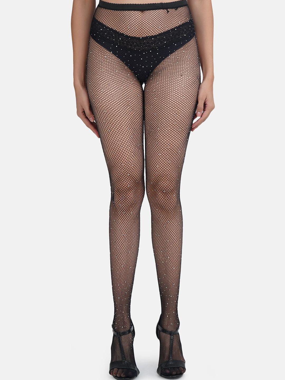 SECRETS BY ZEROKAATA Women Sheer Sparkled Pantyhose Stockings