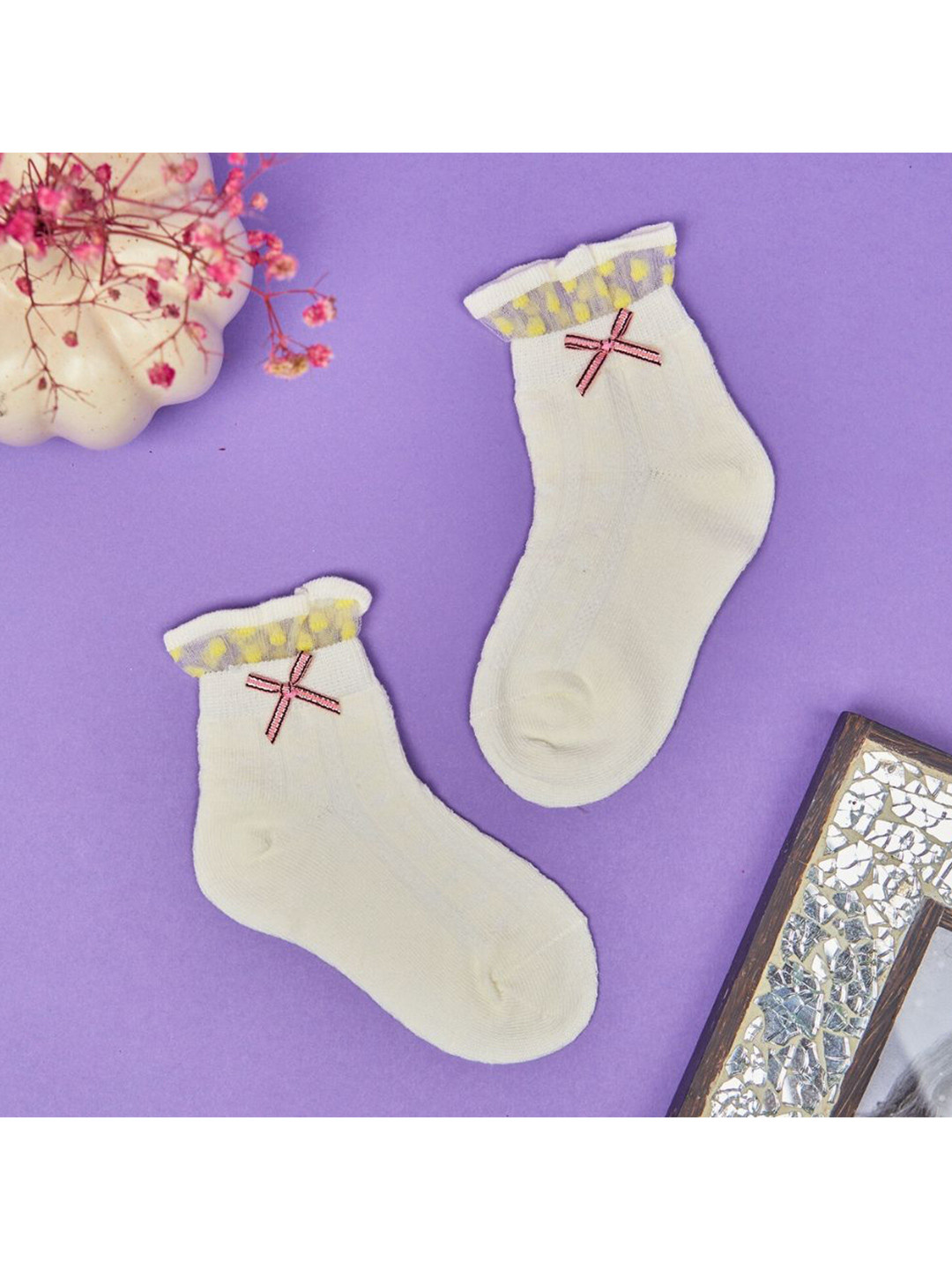 NESKA MODA Girls Frill Lace Ankle Length Socks