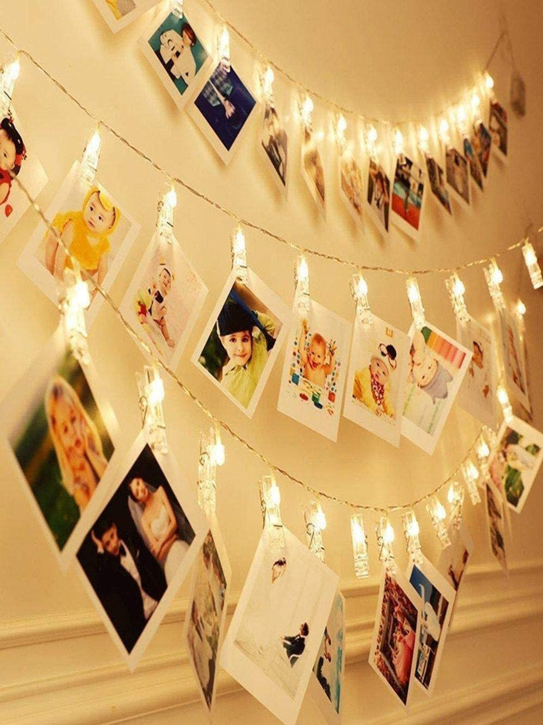 SPARK WORLD Gold Toned Photo Clip LED String Lights
