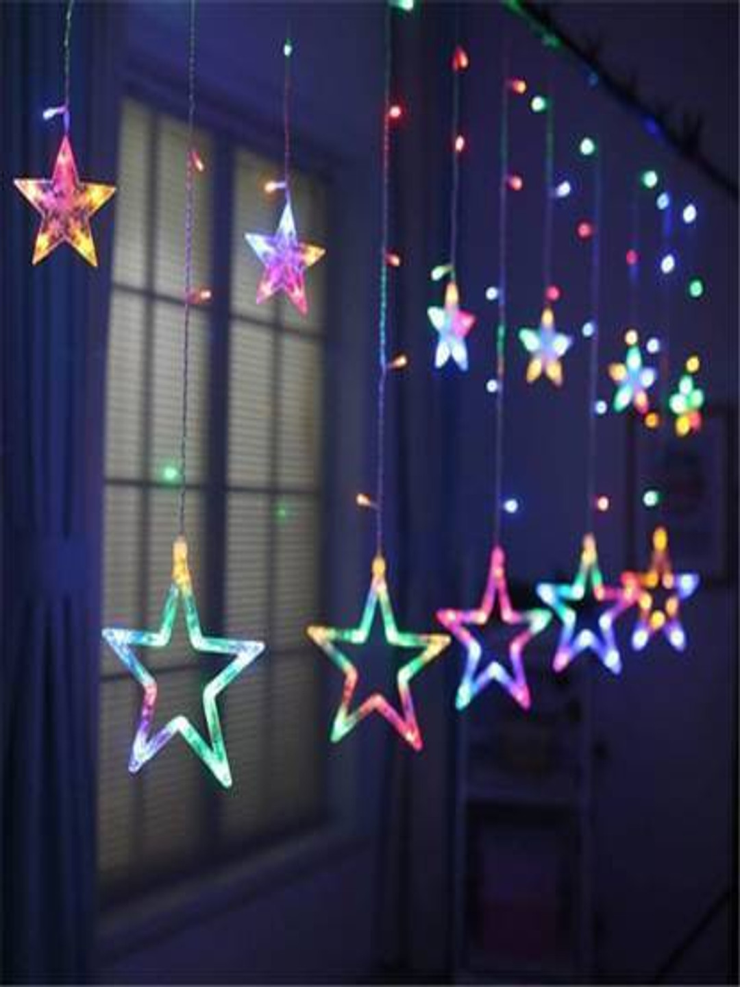 SPARK WORLD Green & Pink Star Shape String Lights