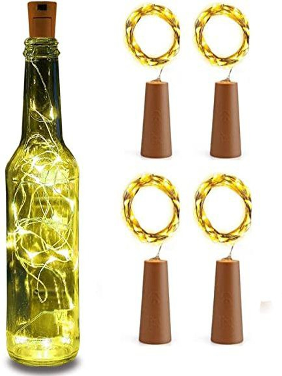 SPARK WORLD Warm Yellow Rice Shape 4 Piece String Lights