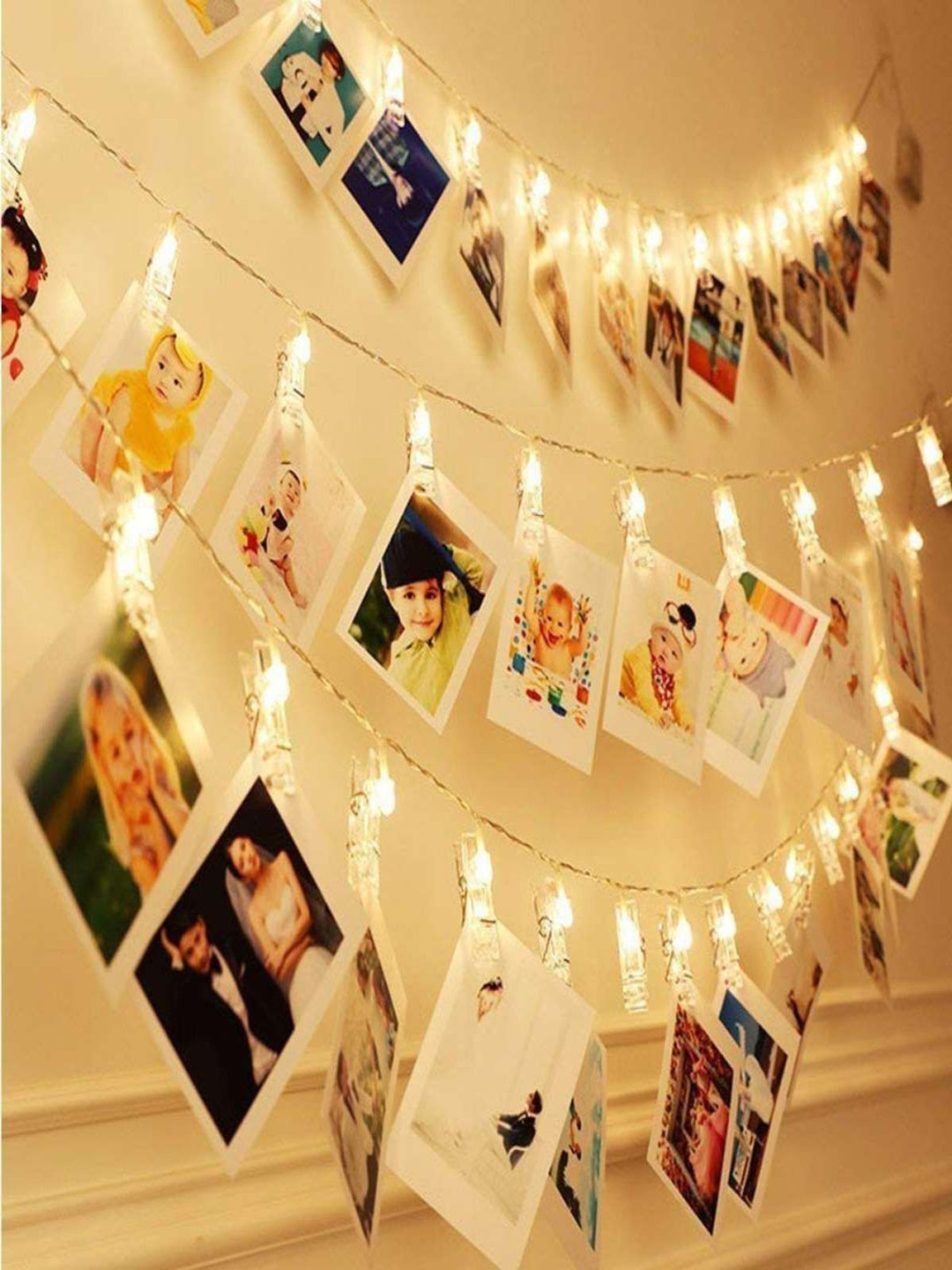 SPARK WORLD 14 Pieces Gold Toned Photo Clip  LED String Lights