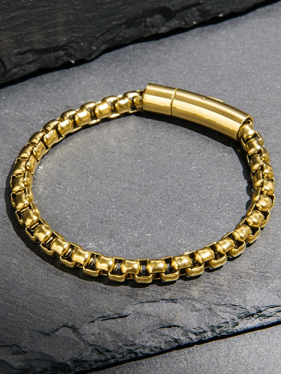 Peora Men Gold-Plated Stainless Steel  Skin Friendly Link Chain Bracelet