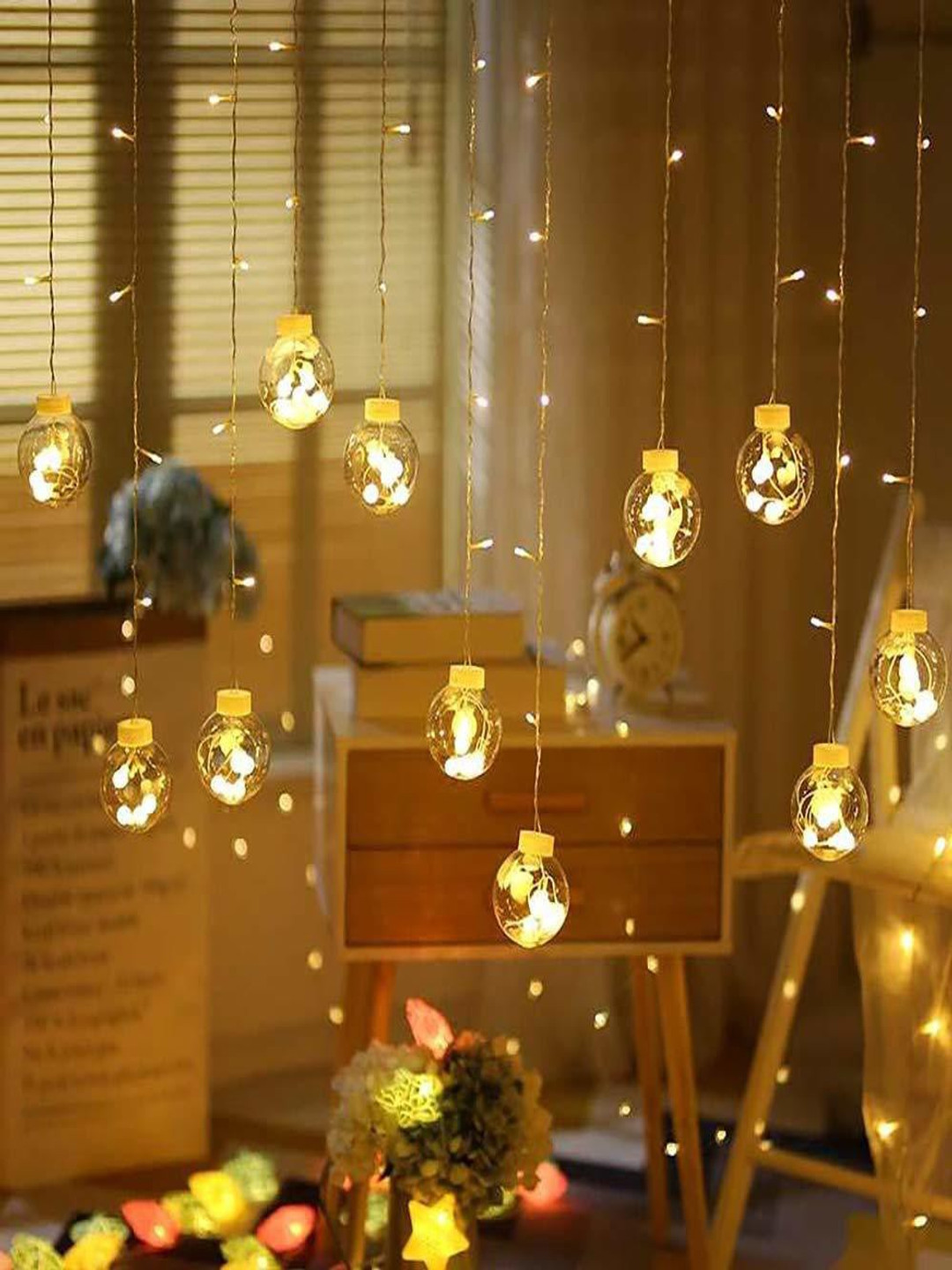 SPARK WORLD Yellow Cylindrical Shape String Lights