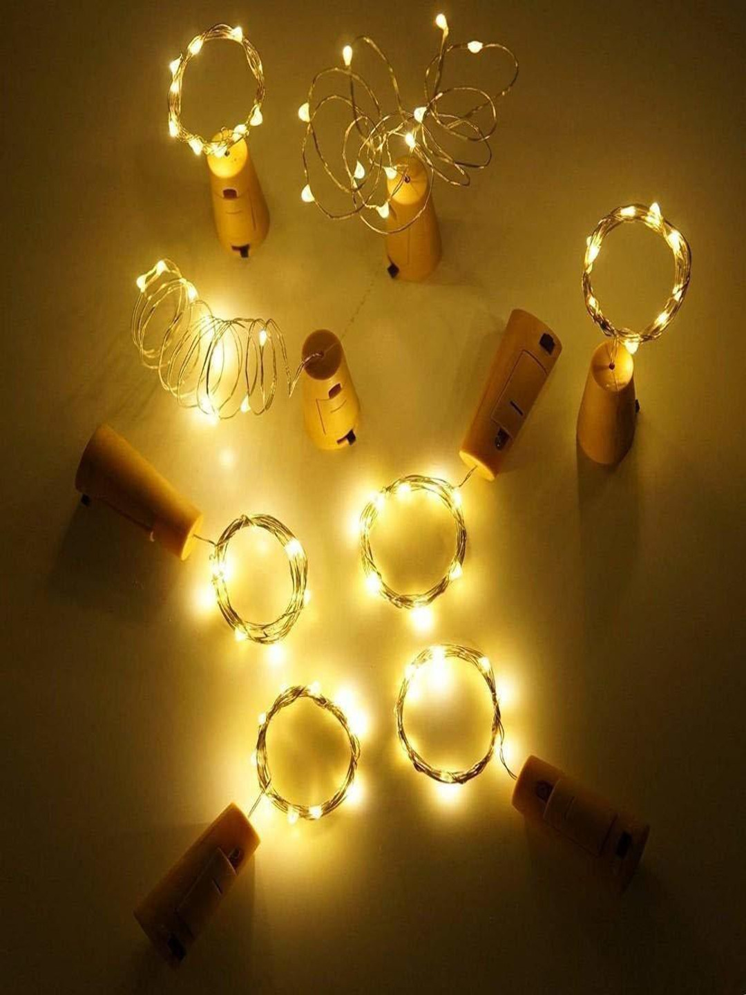 SPARK WORLD Yellow 8 Pieces Cork LED String Lights