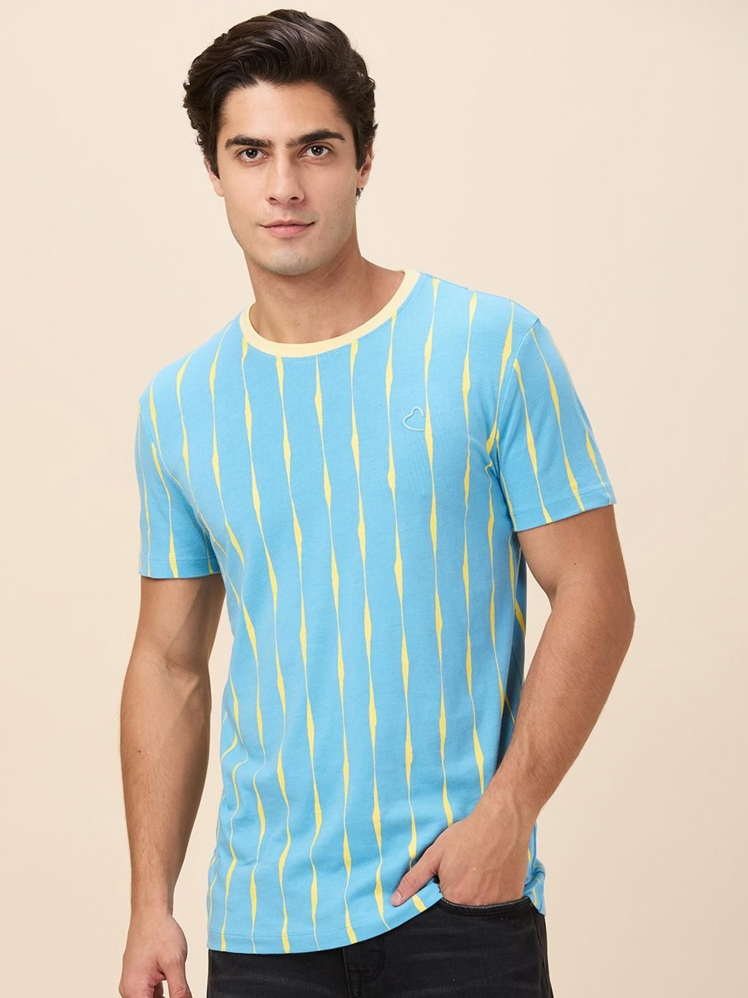 Being Human Men Vertical Striped Slim Fit T-shirt
