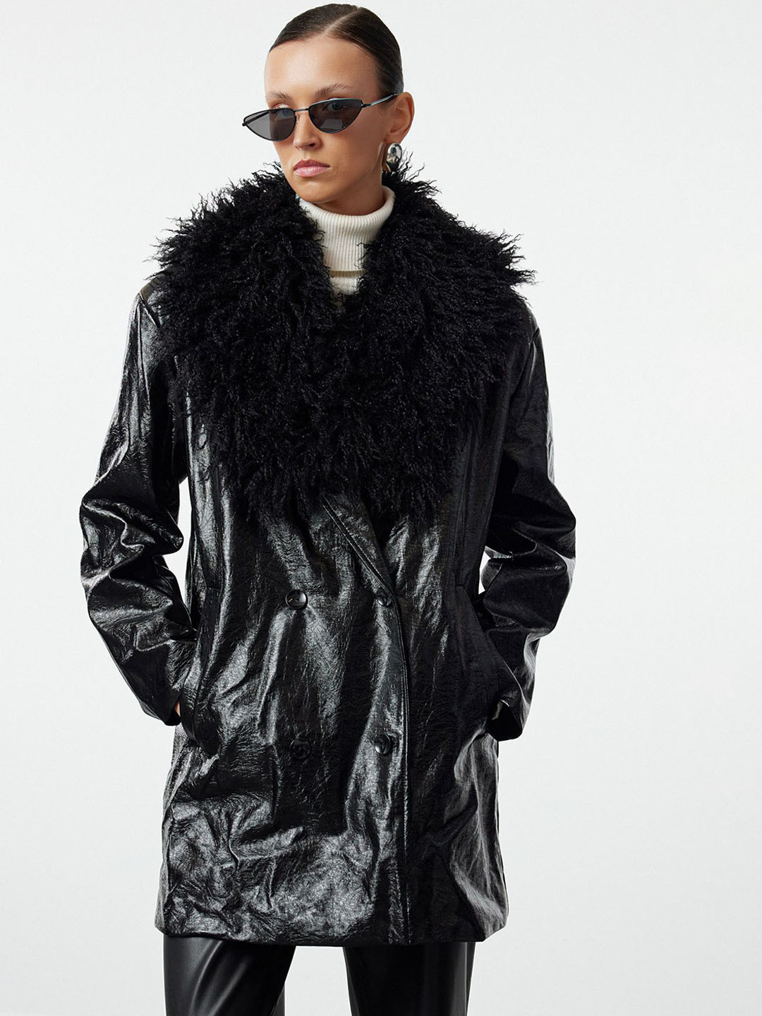 Trendyol Women Shawl Collar Biker Jacket