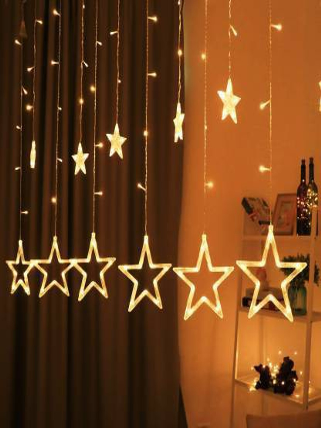 SPARK WORLD 5.08m Warm Yellow 12 LEDs Star Bulb String Lights