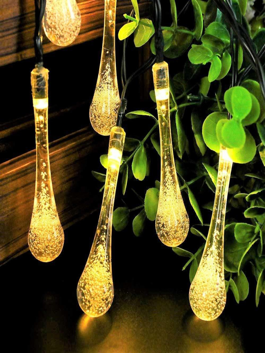 SPARK WORLD Yellow Waterdrop Shaped LED String Lights