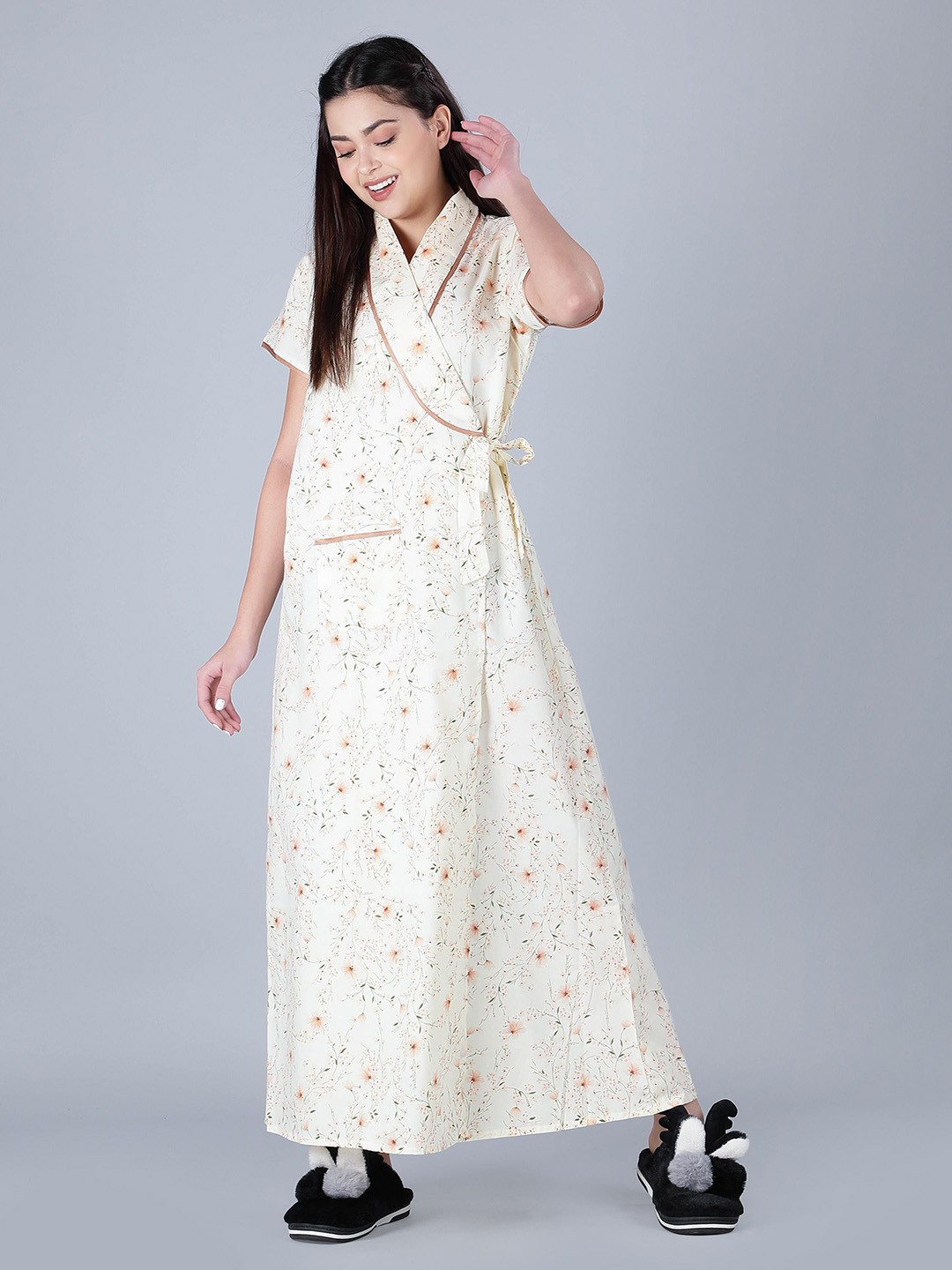BELLAMY Women Printed Pure Cotton Robe