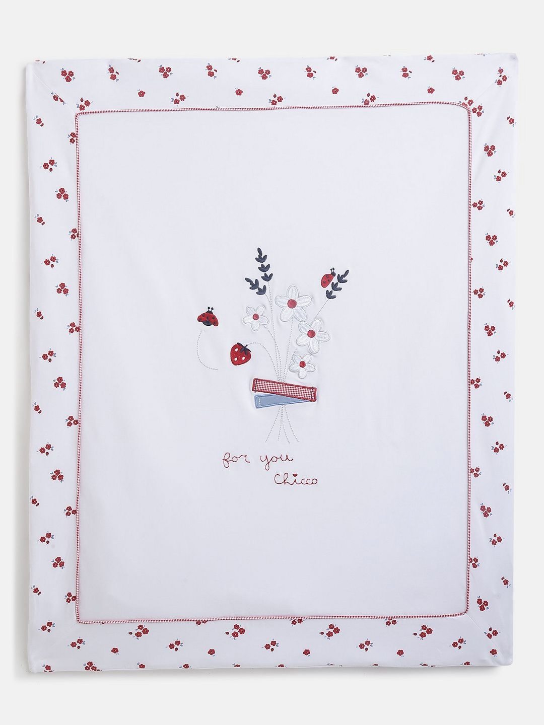 Chicco Kids White & Red Cartoon Characters Cotton 600 GSM Mild Winter Single Bed Pram