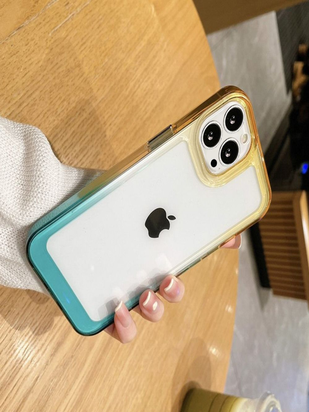 Luxury Kase Solid Printed iPhone 13 Pro Acrylic Shockproof Gradient Rainbow Back Case