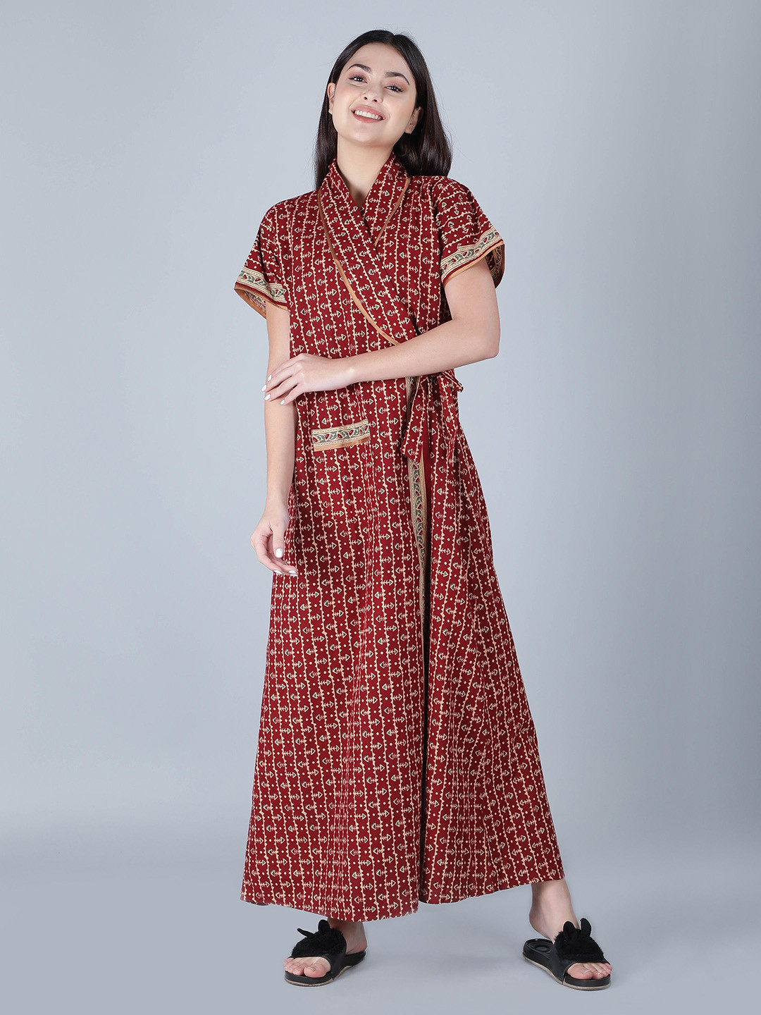 BELLAMY Women Printed Pure Cotton Robe