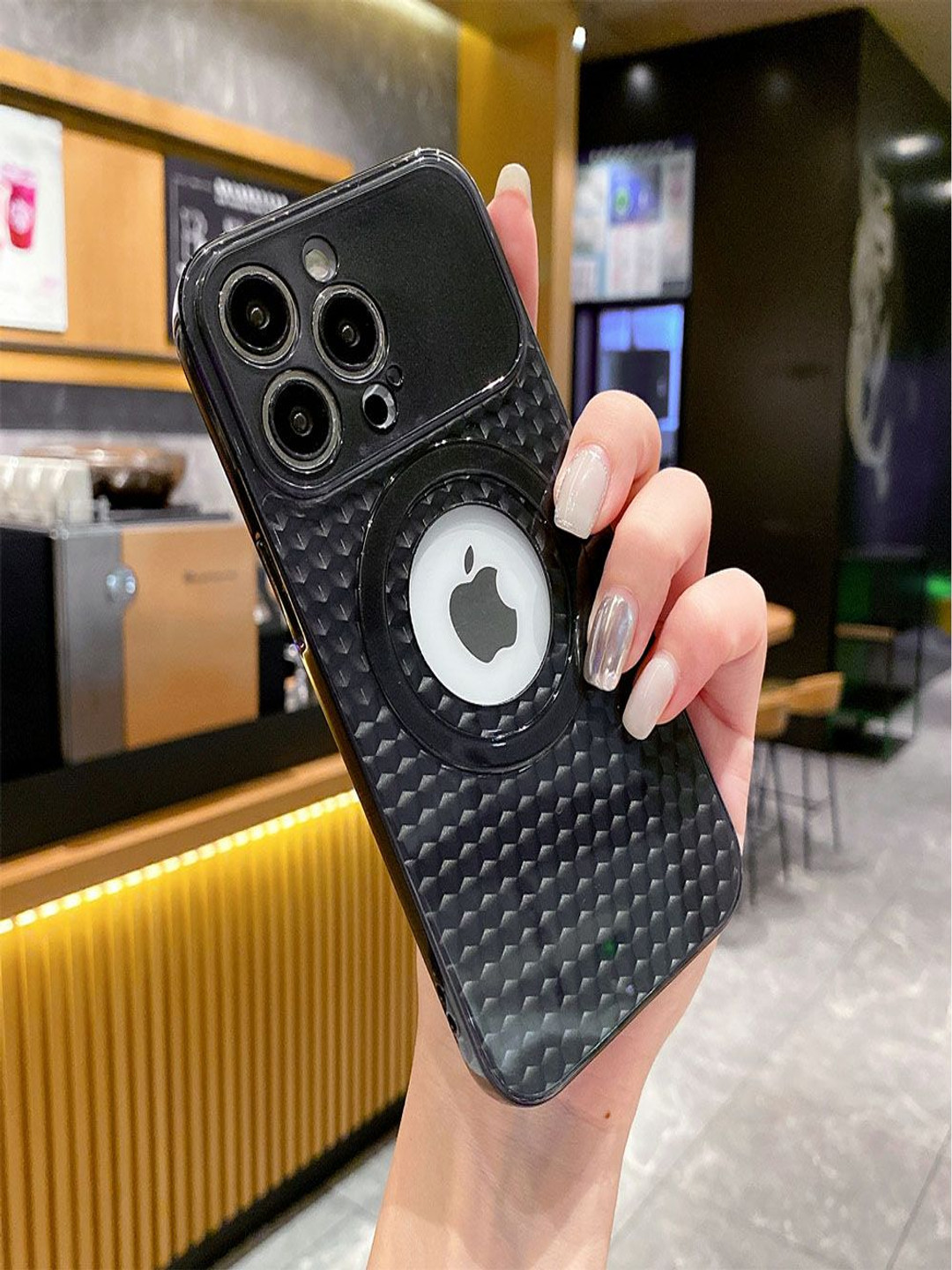 Luxury Kase LK088 Geometric Printed iPhone 14 Pro Max Hollow Out Mag-Safe Back Case