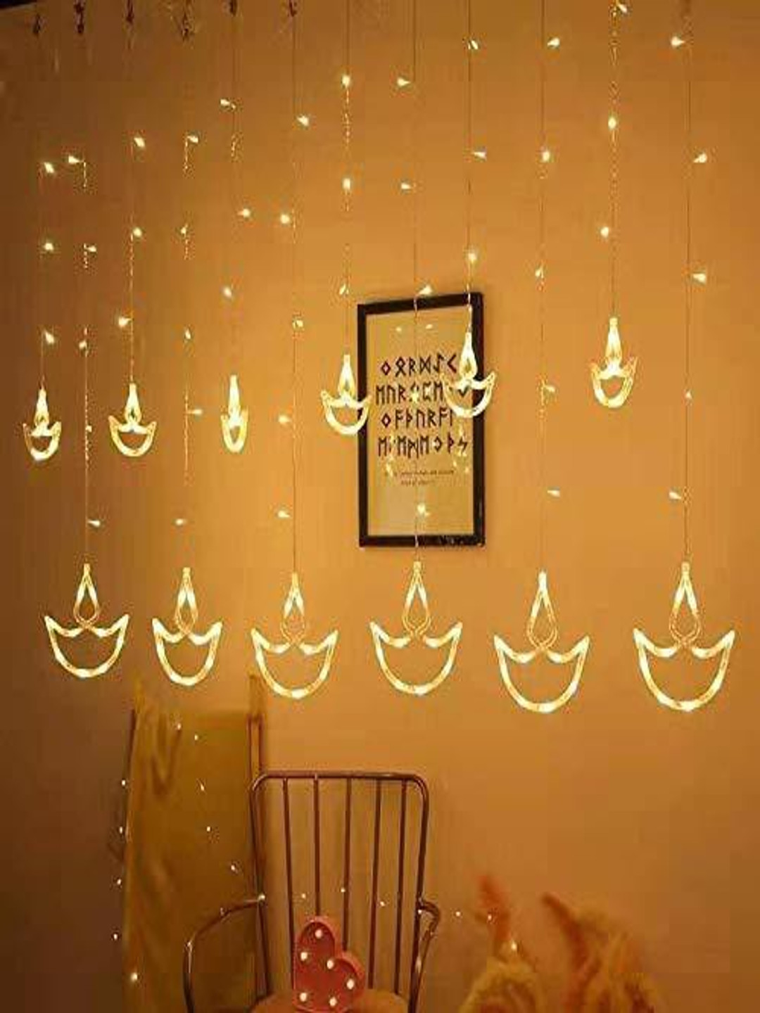 SPARK WORLD Yellow LED Diya Shaped String Lights