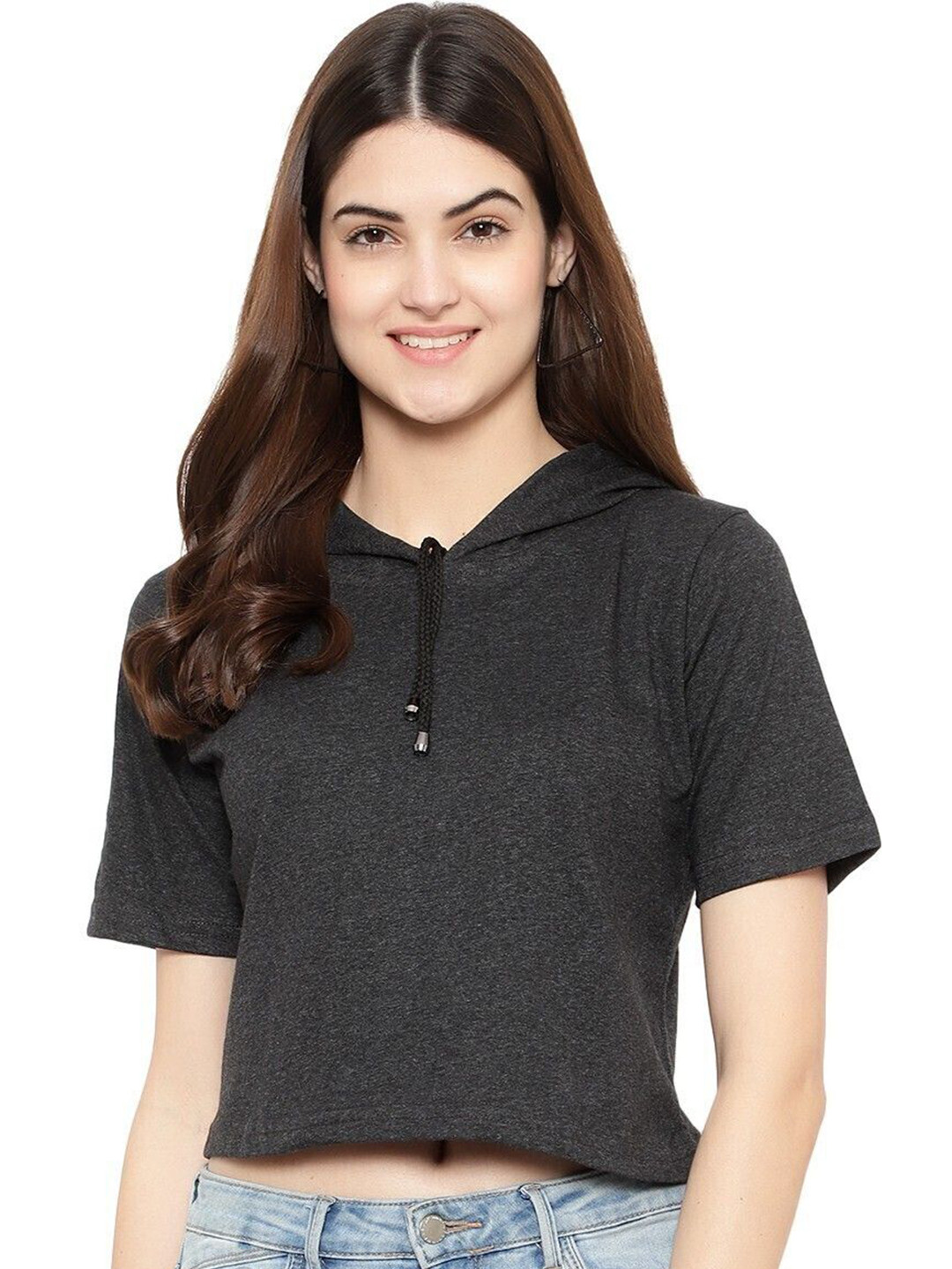 DEEPMAYRA COLLECTION Hooded Cotton Crop Top