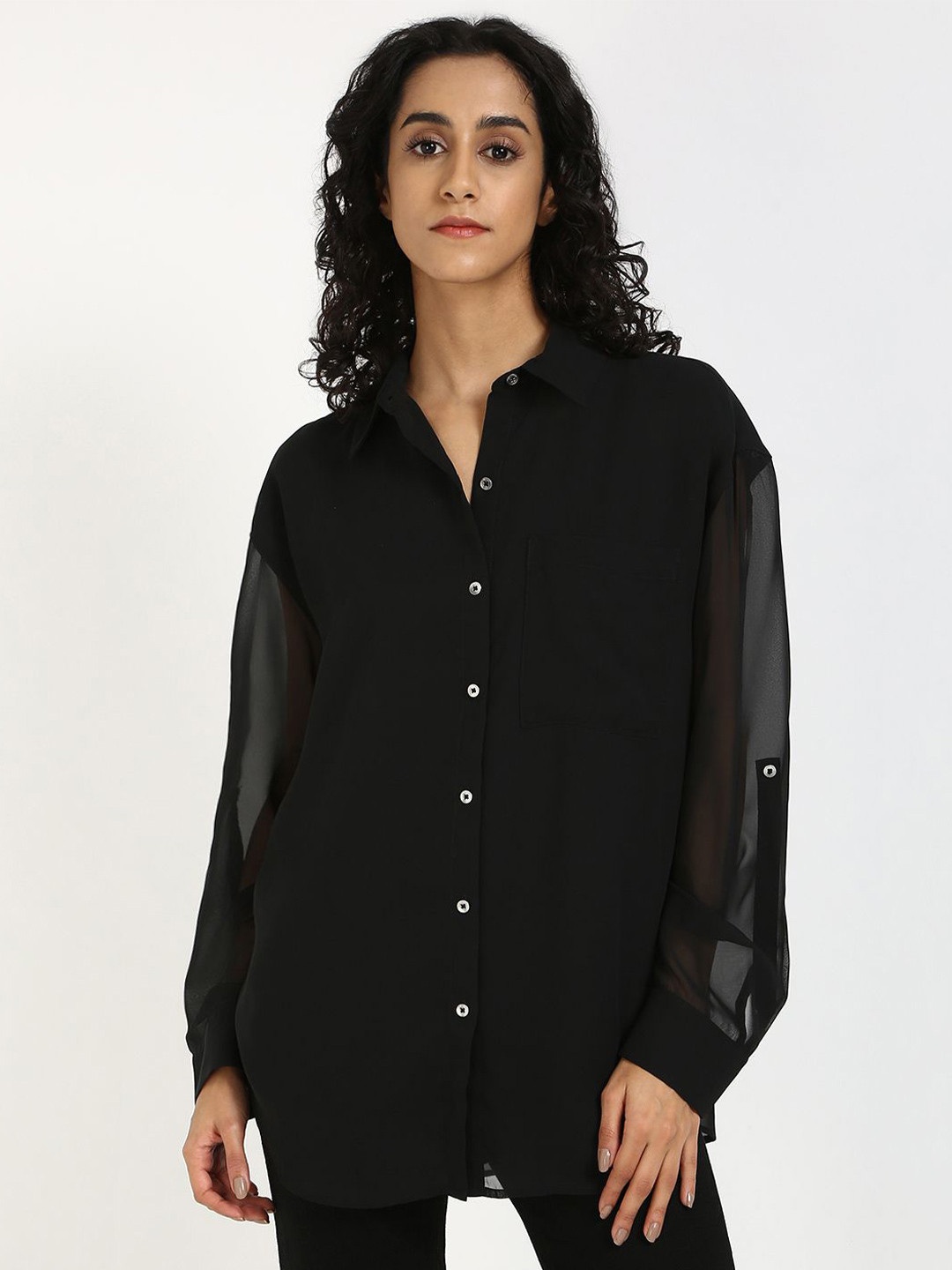 Calvin Klein Jeans Women Cuffed Sleeves Shirt Style Top