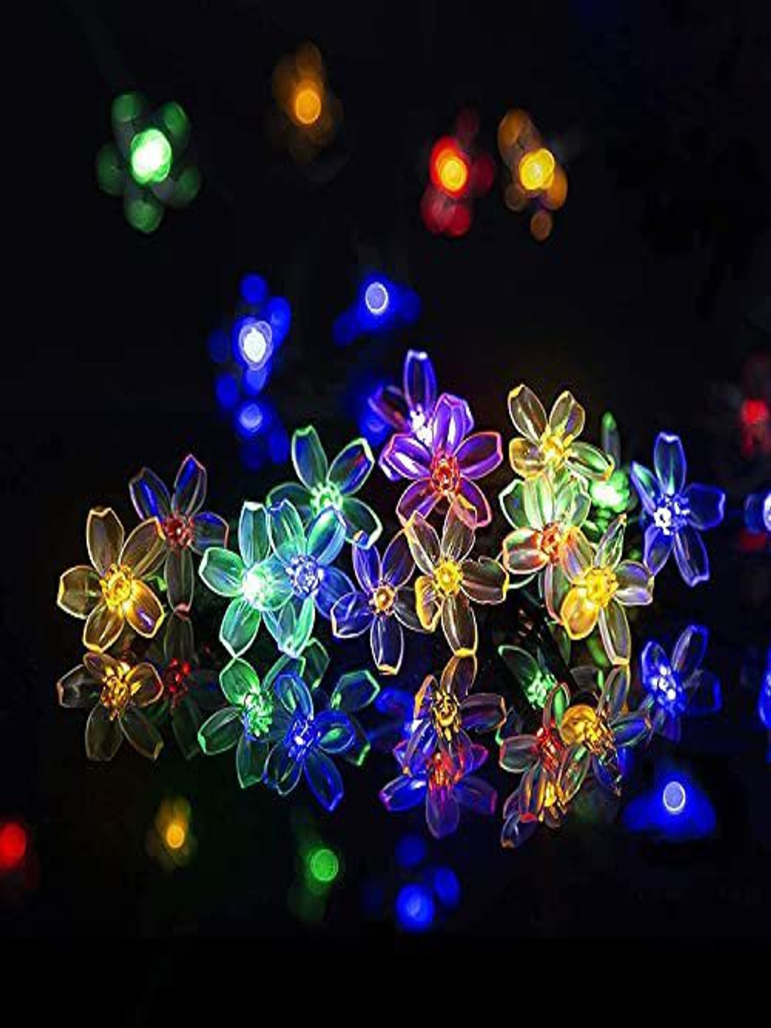 SPARK WORLD Blue & Green LED Flower Shaped String Lights