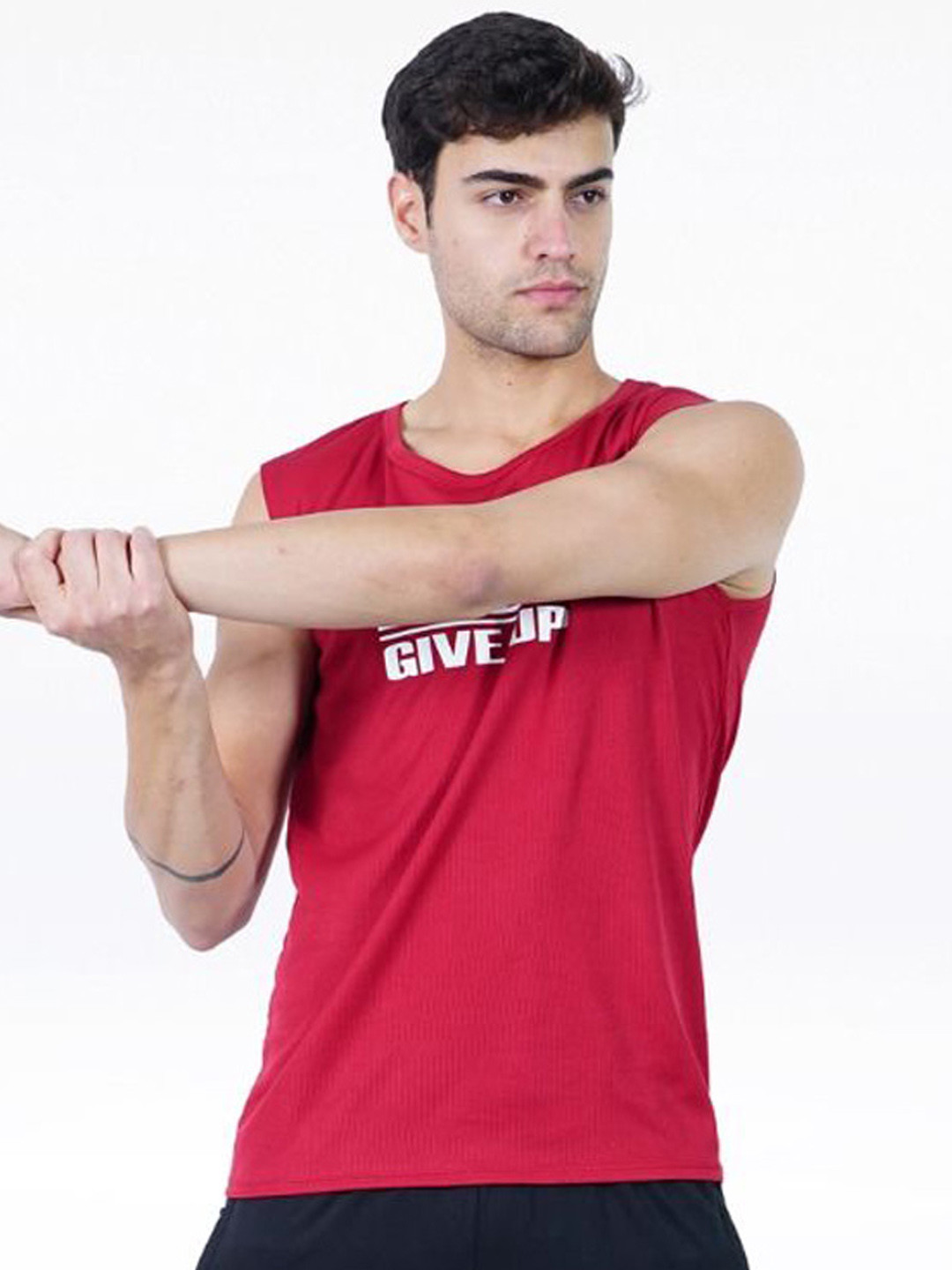 Body Mechanics Never Give Up Printed Relaxed-Fit Innerwear Vest - MN-BMS-22-Red-S