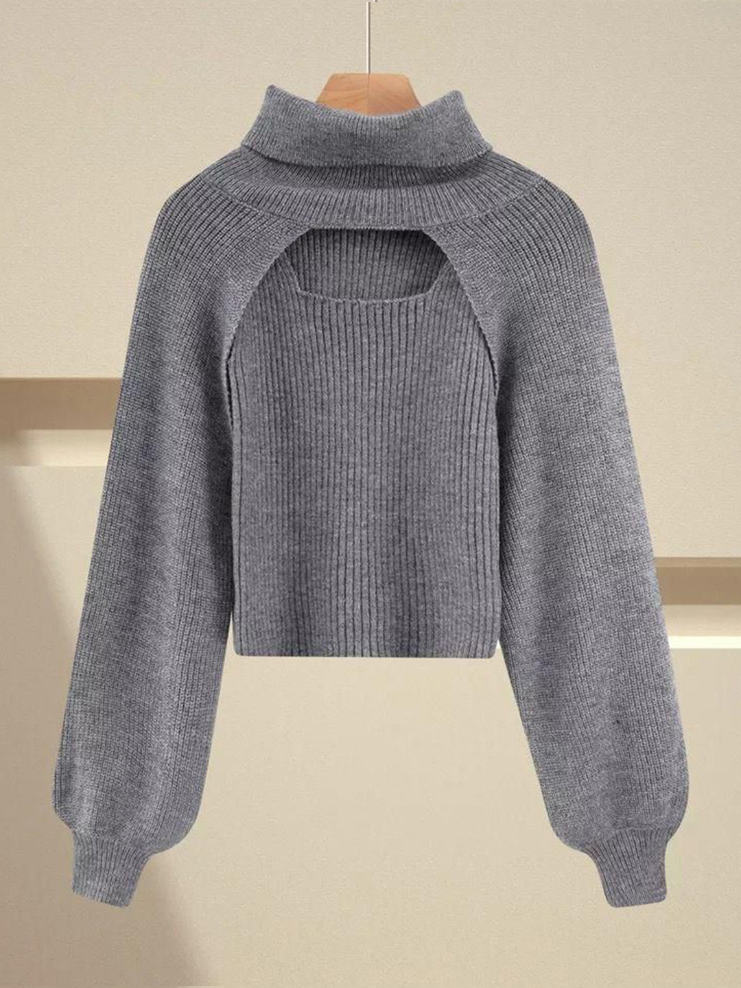 Miss Mosa By Akanksha  Women Grey Marame Two Piece Sweater Set