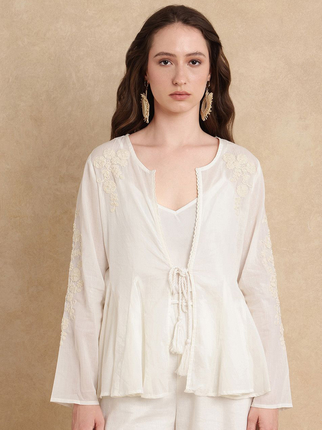 RAREISM Janket Primary Women Long Sleeves Tie-Up Shrug