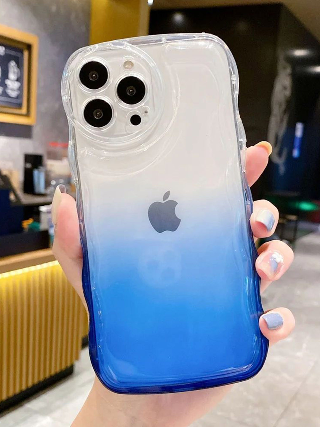 Luxury Kase LK095 Solid iPhone 14 Pro Gradient Wave Edge Pattern Soft Case Back Case