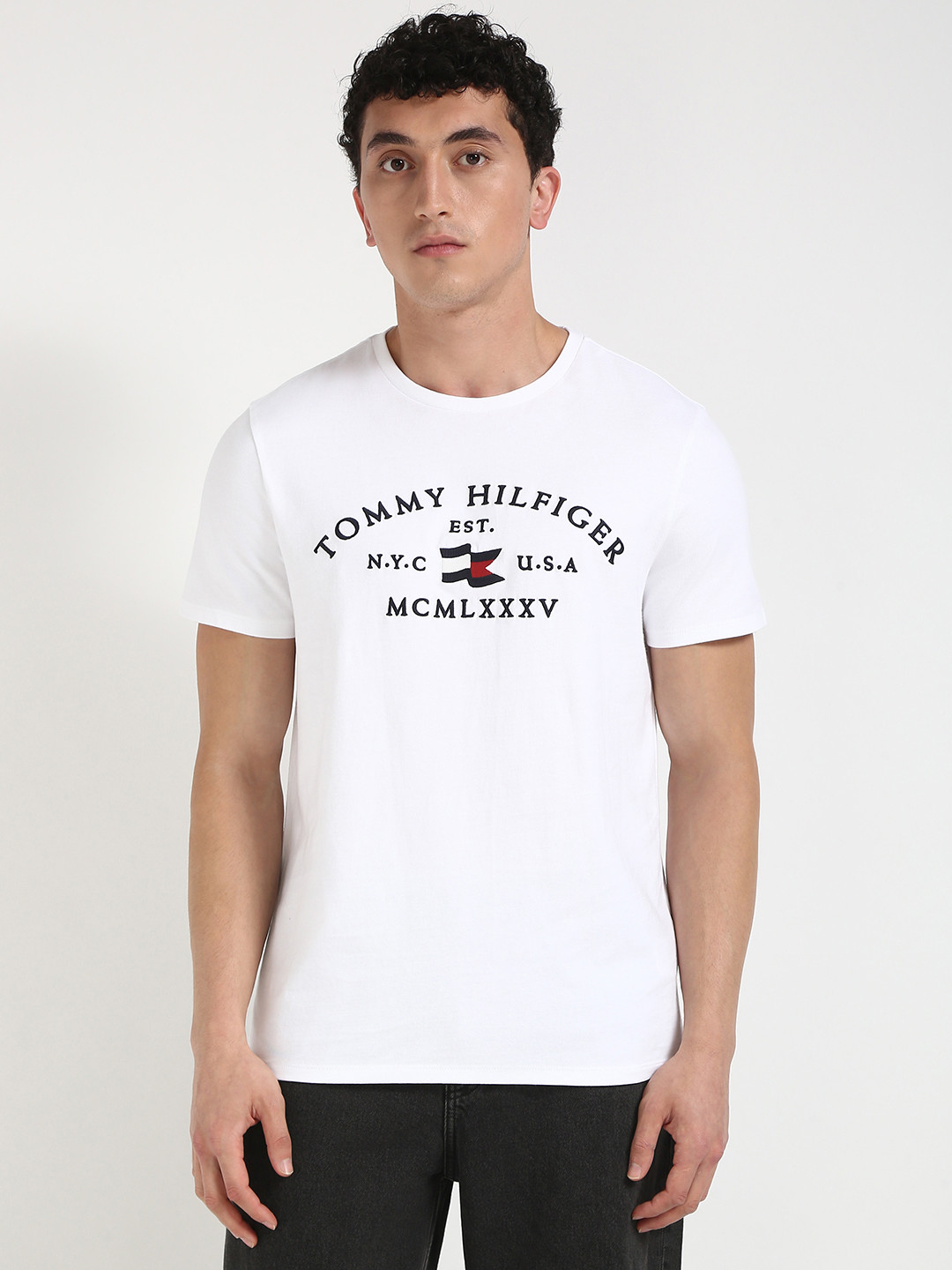 Tommy Hilfiger Men R NAUTICAL ARCH Typography Printed Round Neck Cotton Casual T-shirt