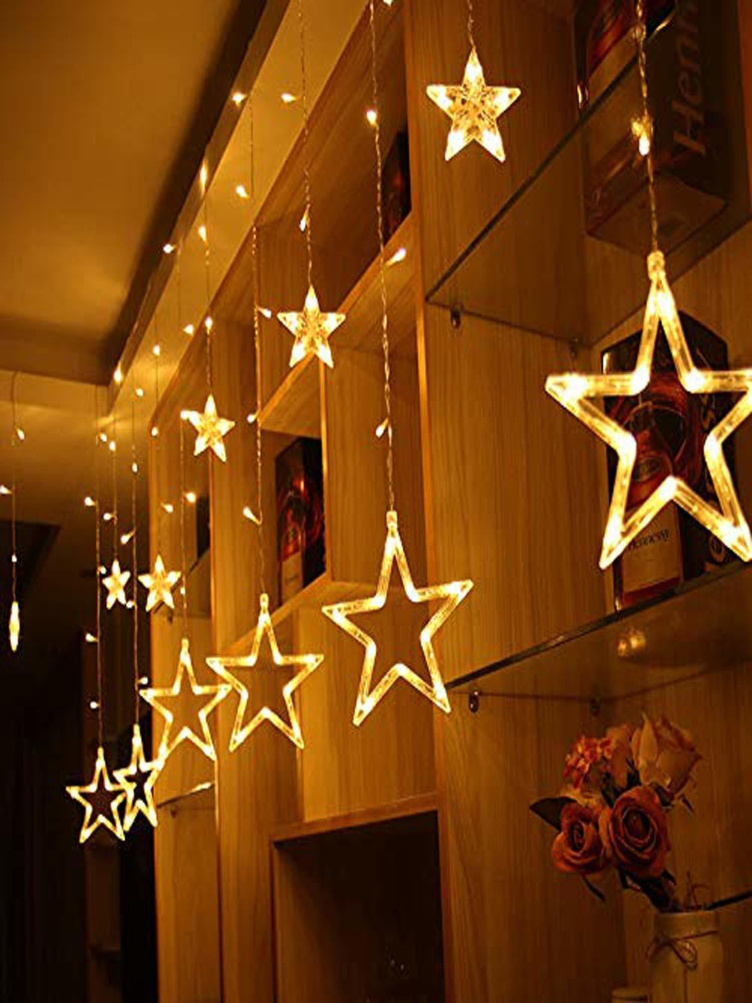 SPARK WORLD 136 Yellow Star Shaped LED String Lights