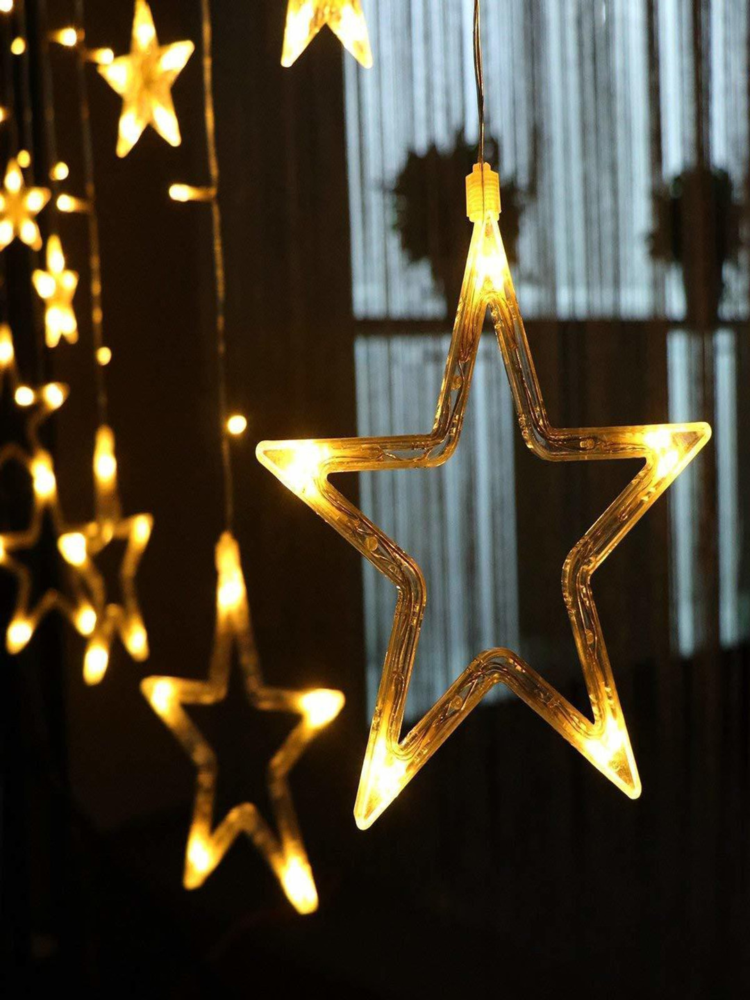 SPARK WORLD Gold Toned Star Shaped LED String Light