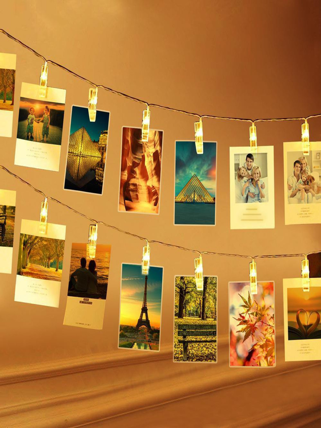 SPARK WORLD Yellow & White Photo Clipping String Lights
