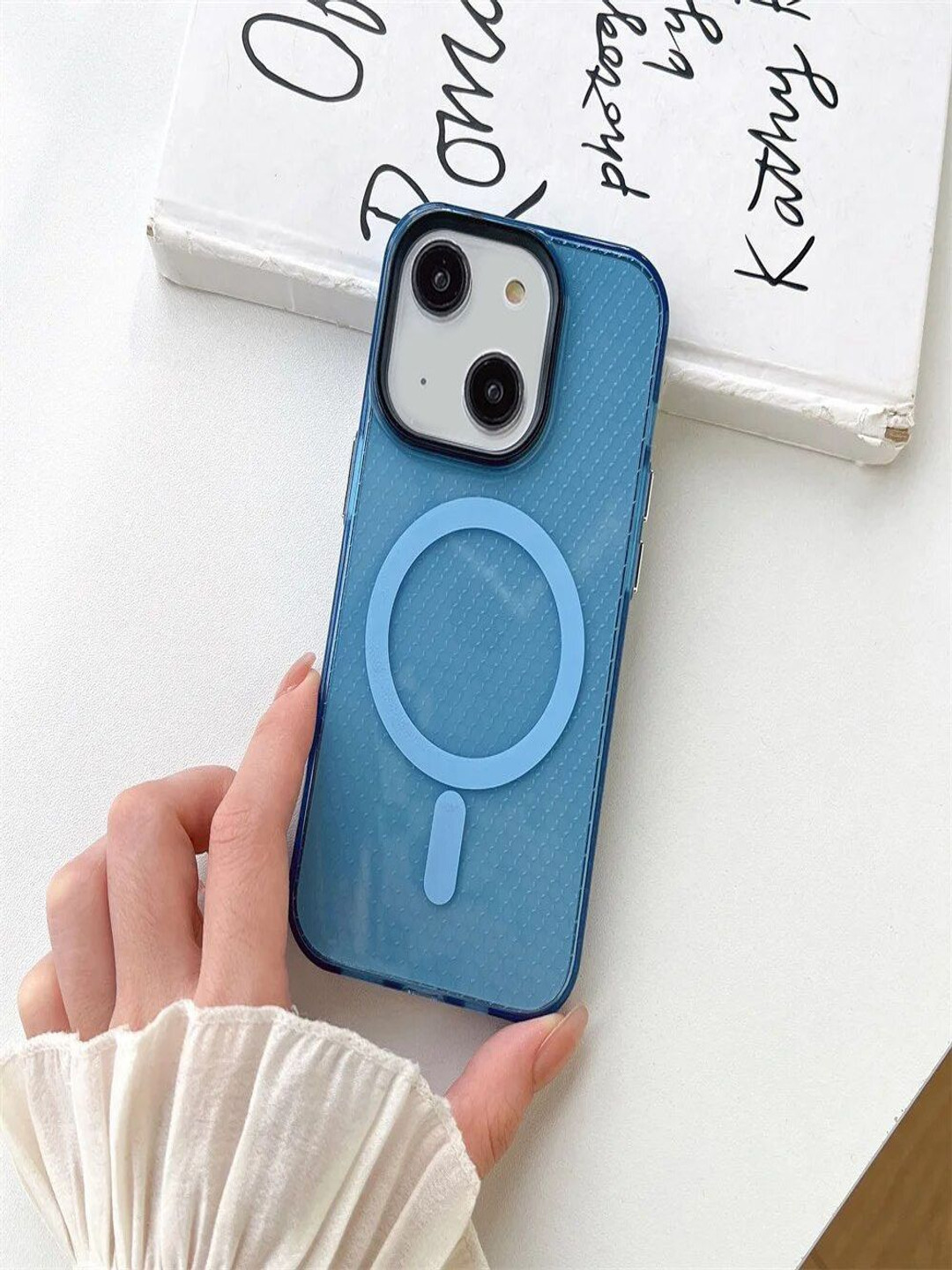 Luxury Kase LK085 Geometric Printed iPhone 13 Beehive Texture Magnetic Back Case