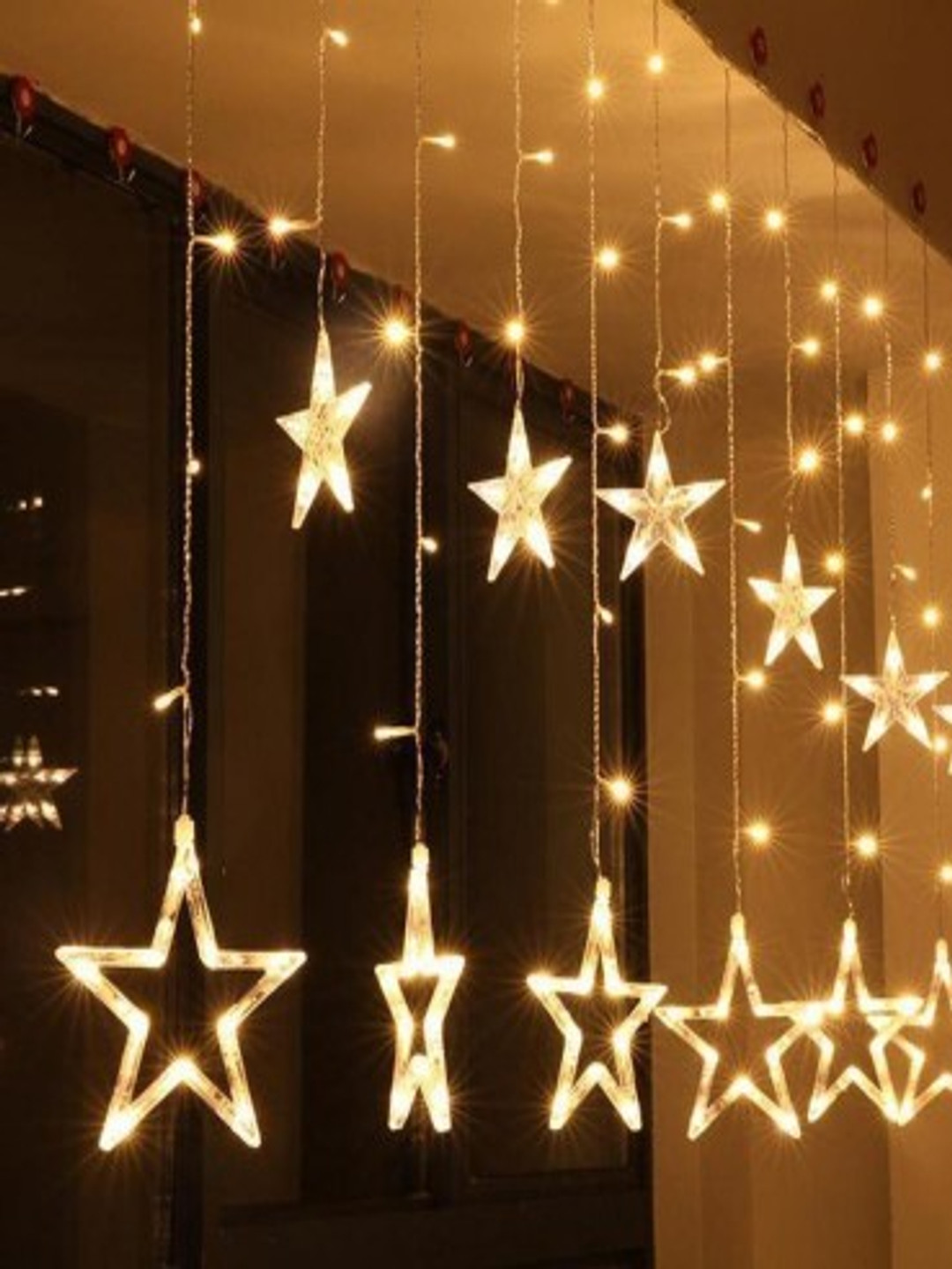 SPARK WORLD Gold Toned Star Shaped LED String Light