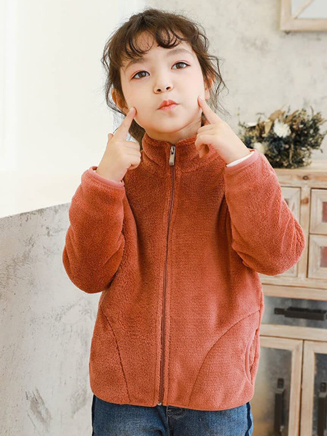 MOMISY Unisex Kids Polyester PU Coated Cardigan