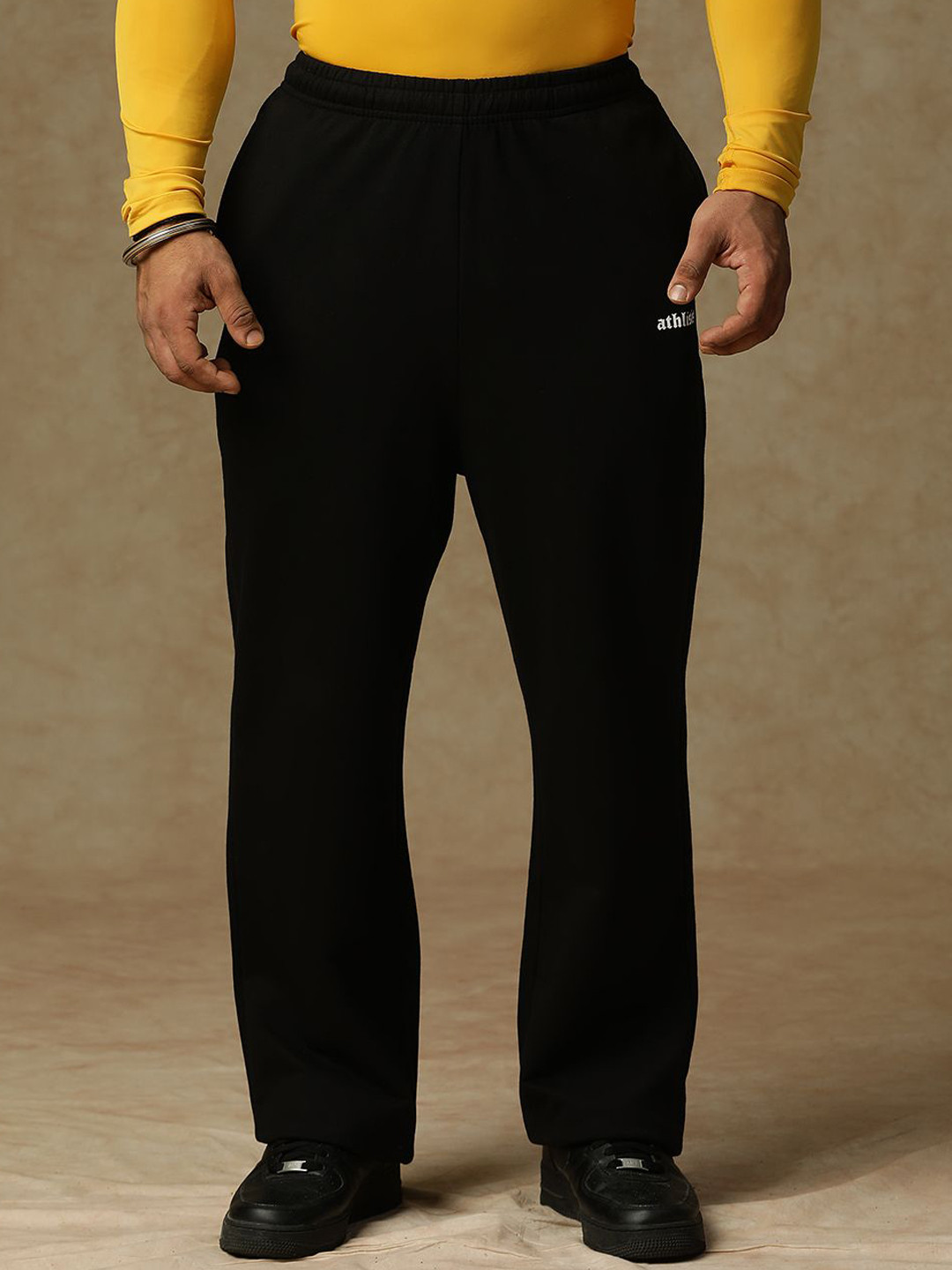 ATHLISIS Men Cotton Relaxed-Fit Track Pants