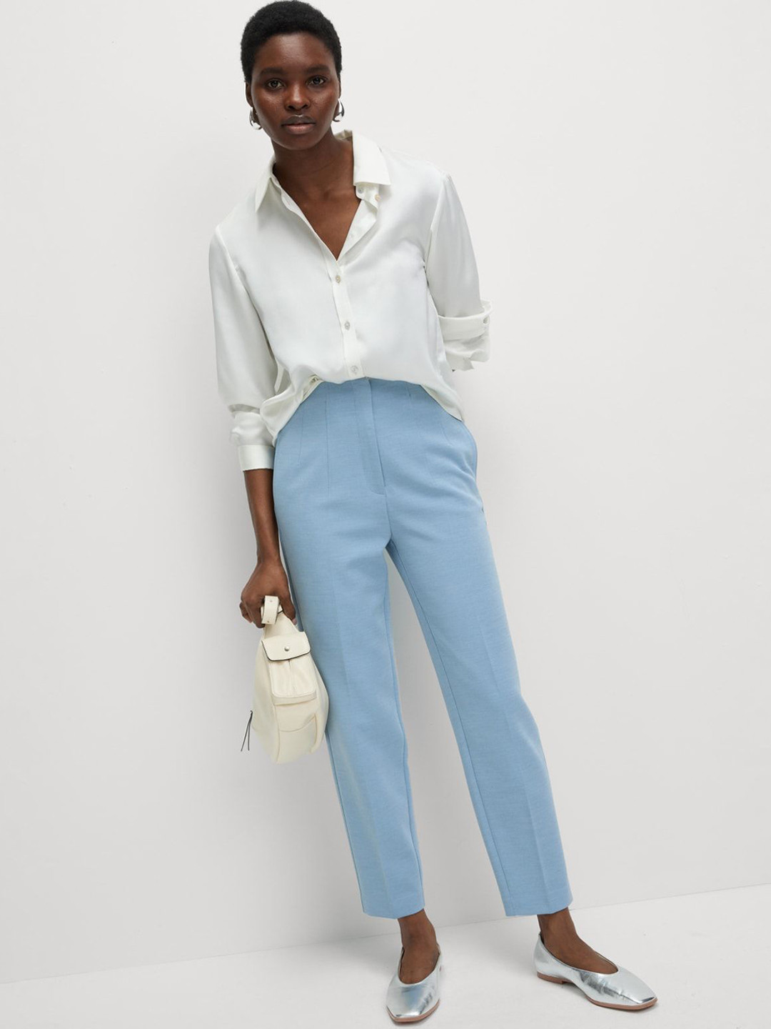 Marks & Spencer Women Tapered Fit High-Rise Ankle Grazer Trouser