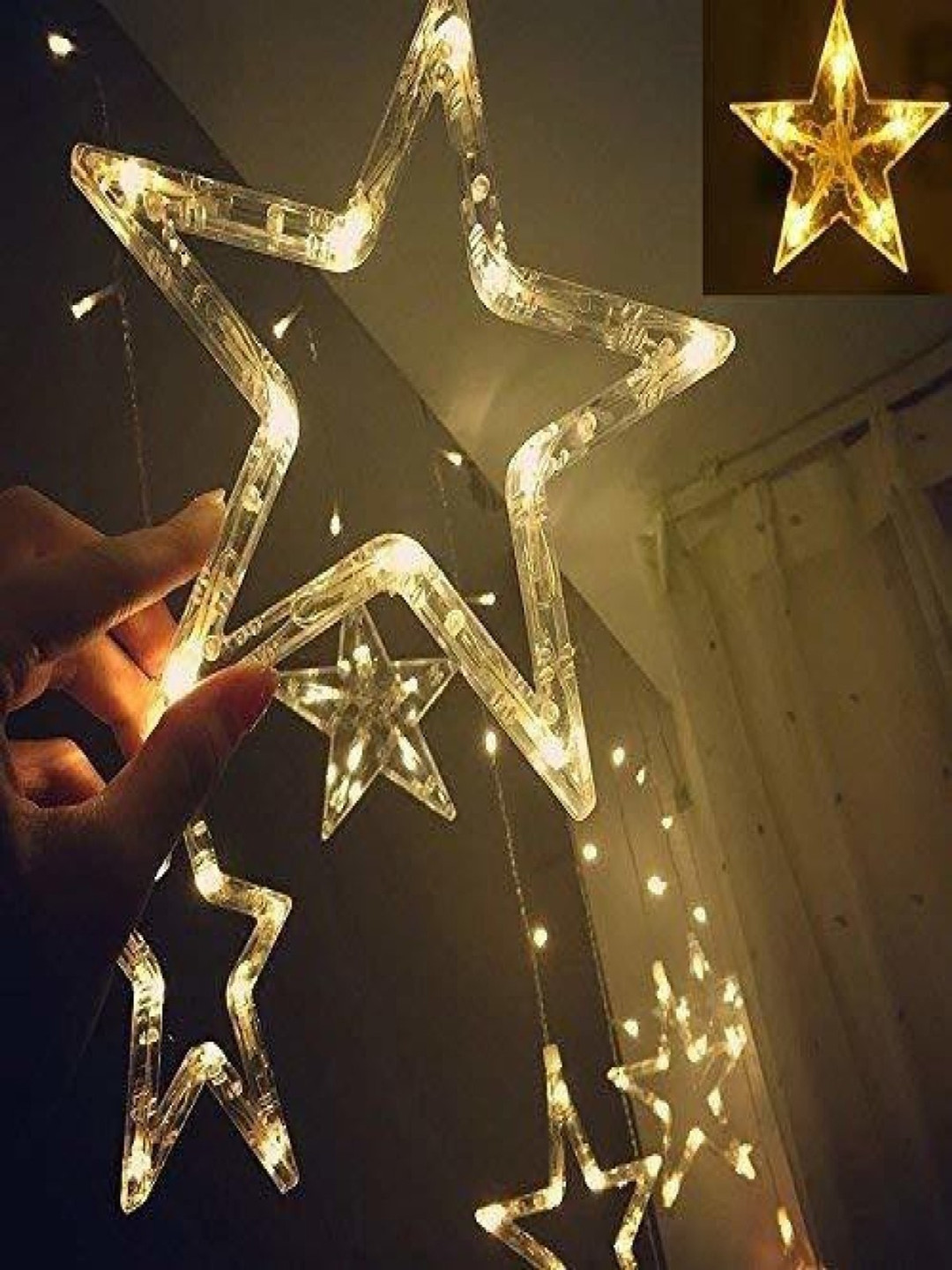 ENORMITY Warm Yellow Bendable Star Bulb String Lights